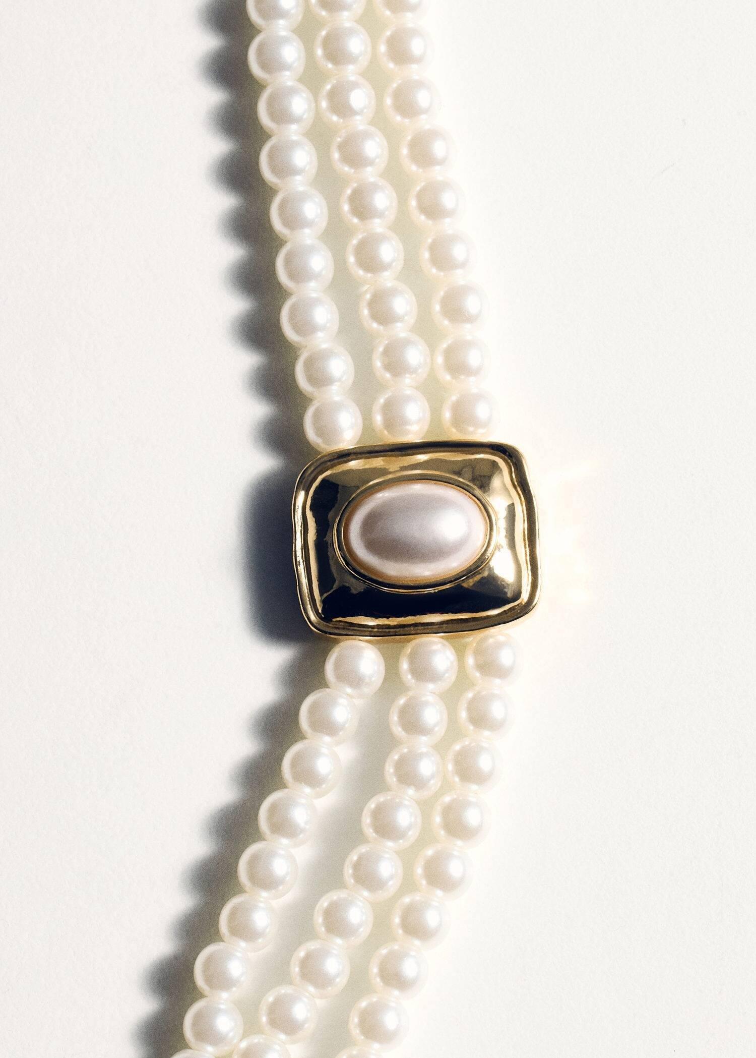 White Triple-Pearl Necklace, White, large image number 1