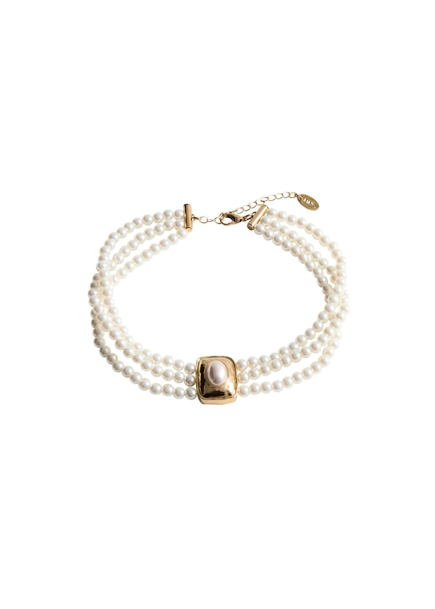 White Triple-Pearl Necklace, White, large image number 2