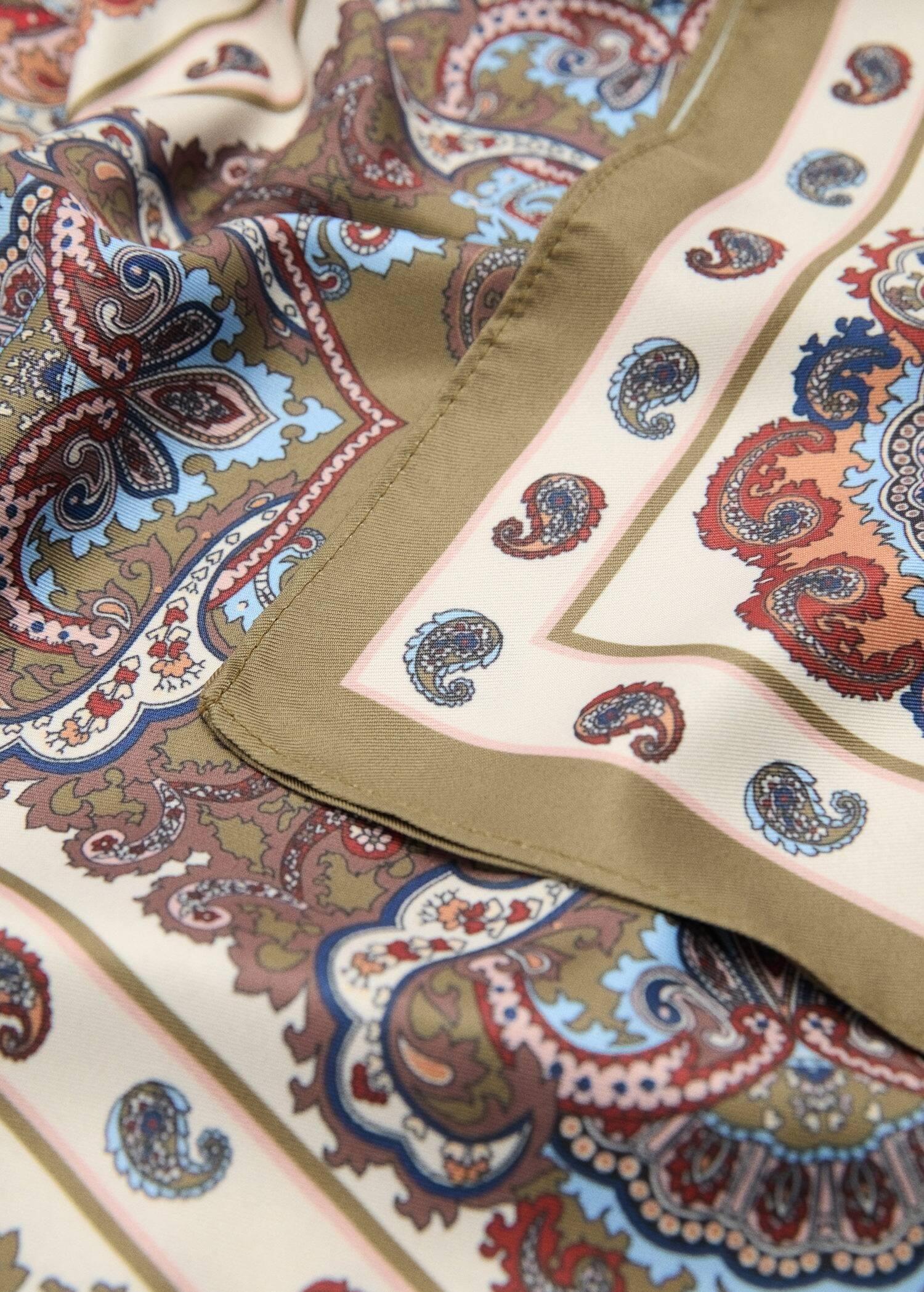 Khaki Paisley Print Scarf, Beige - Khaki, large image number 0