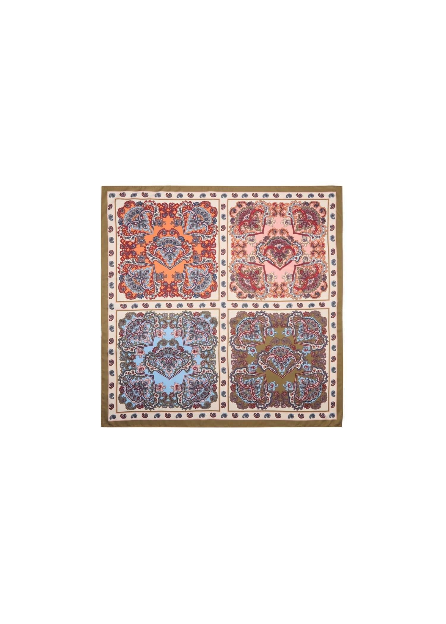 Khaki Paisley Print Scarf, Beige - Khaki, large image number 2