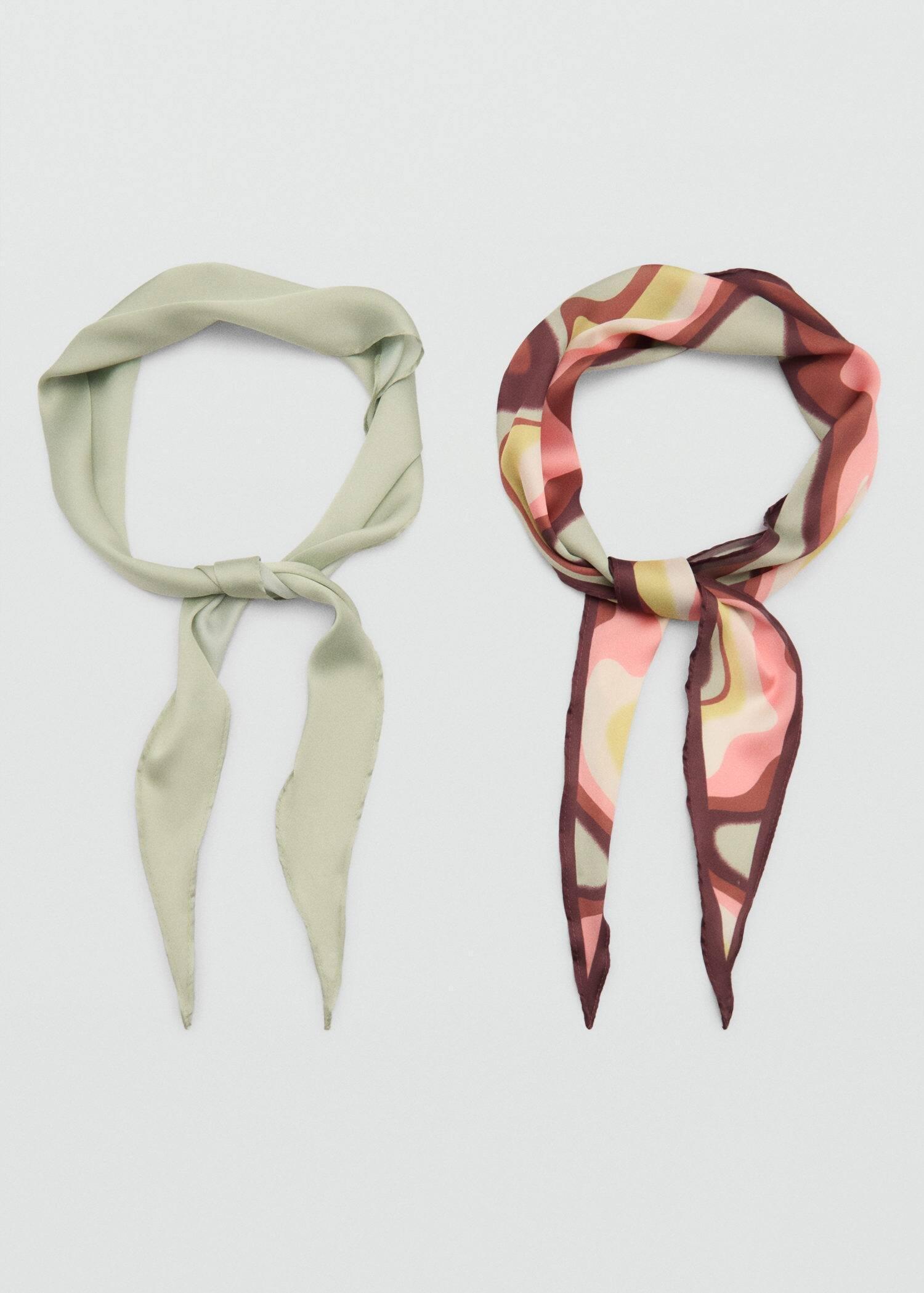 Brown Pack Of 2 Combined Scarves, Brown, large image number 1