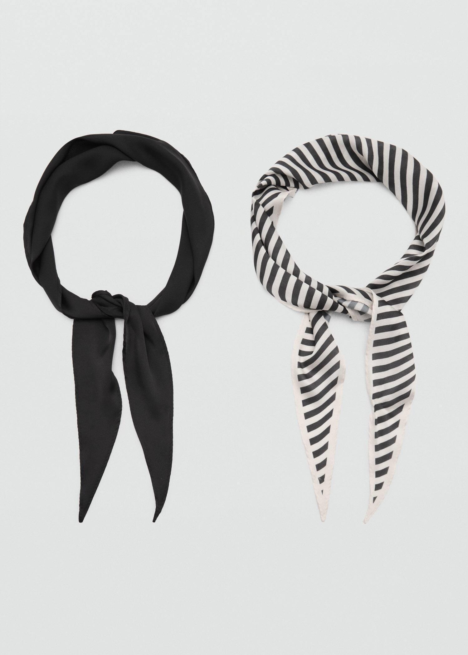 Black Pack Of 2 Combined Scarves, Black, large image number 1