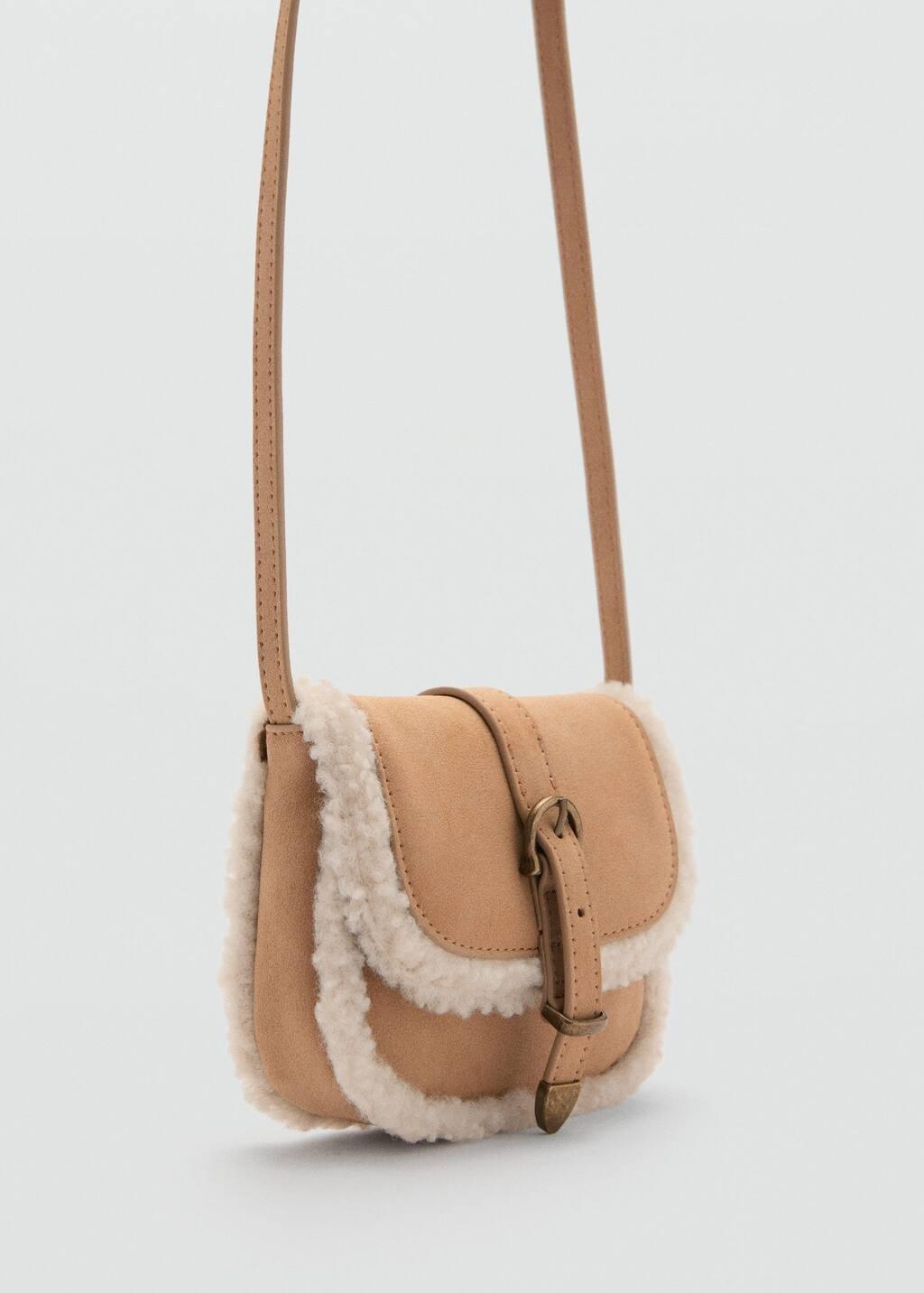Brown Lt Pastel Shearling-Effect Bag, Kids Girl, Light Pastel Brown, large image number 0