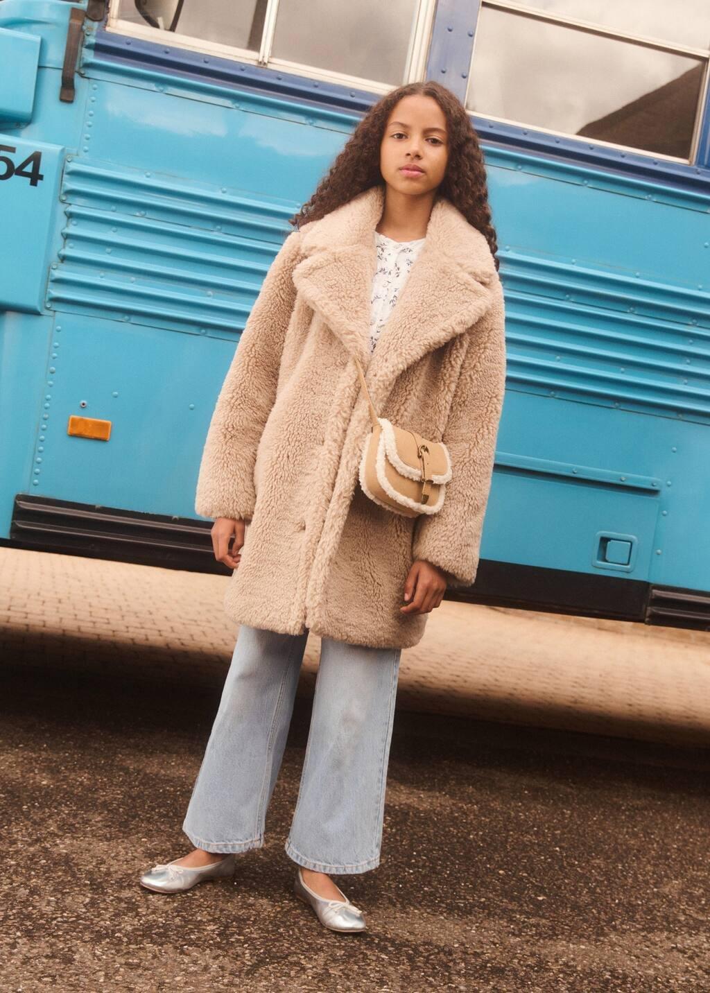 Brown Lt Pastel Shearling-Effect Bag, Kids Girl, Light Pastel Brown, large image number 4