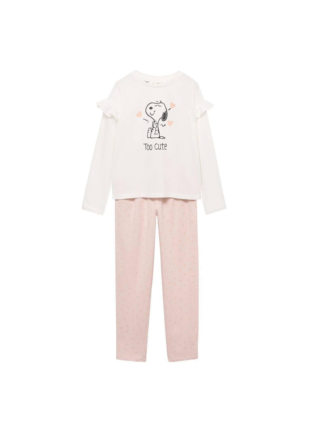White Long Snoopy Pyjama, Kids Girl, , large image number 0