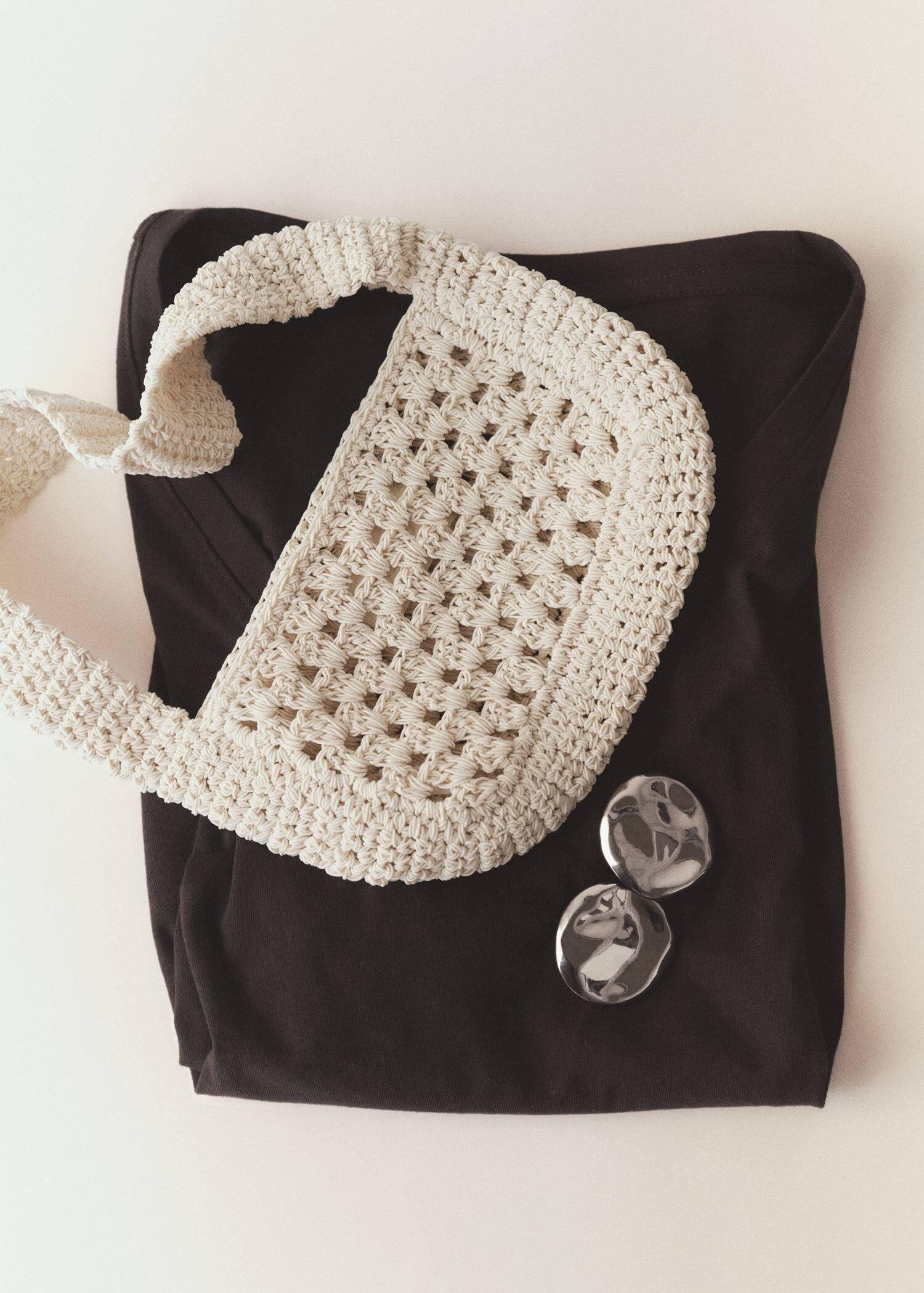 Beige Crochet Handbag, 0201_05, large image number 6