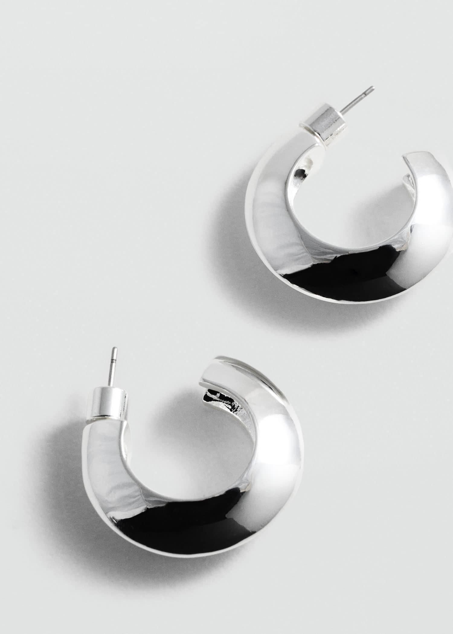 Silver Hoop Earrings, Silver, large