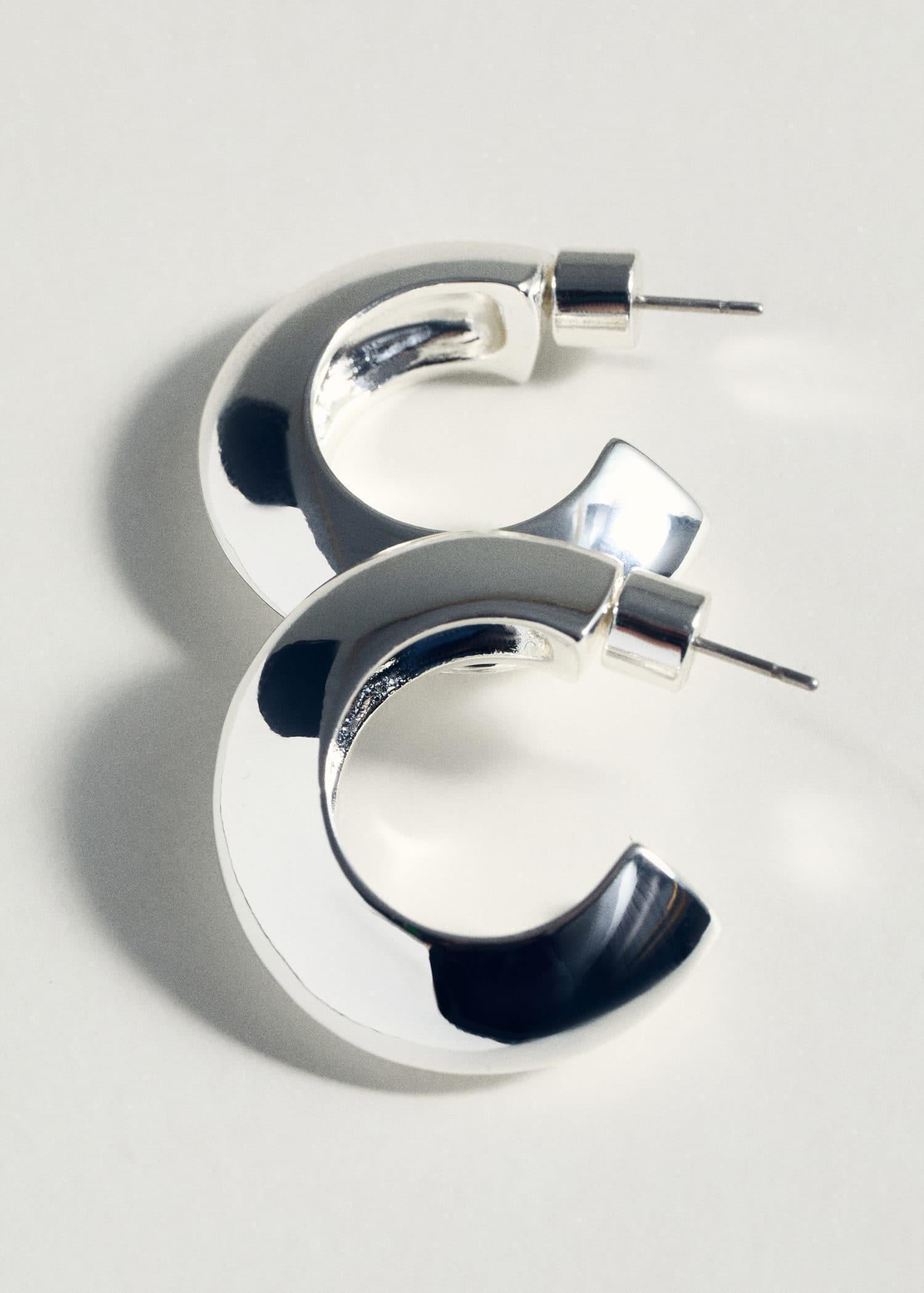 Silver Hoop Earrings, Silver, large image number 1