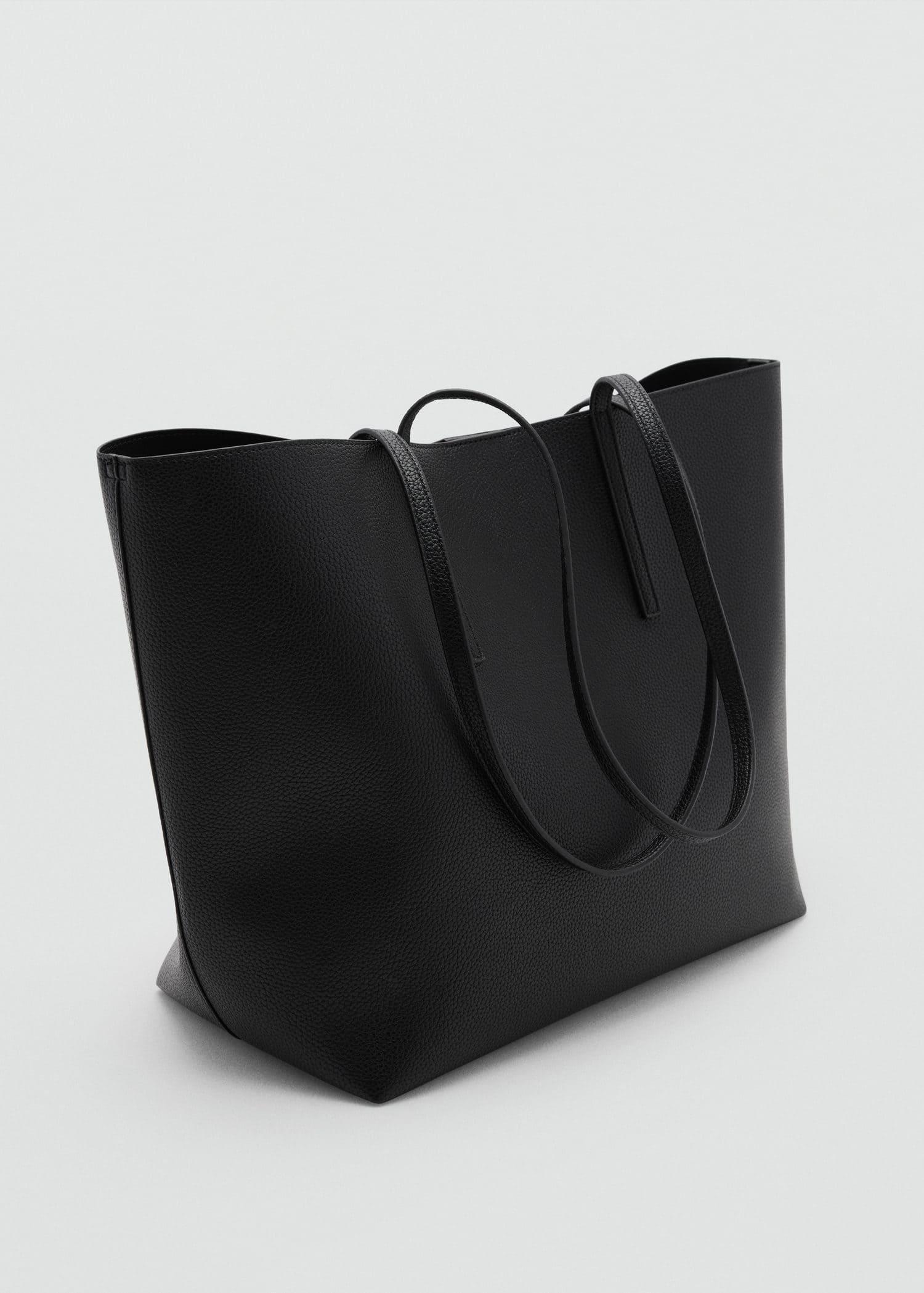 Black Pebbled Effect Shopper Bag, Black, large image number 0