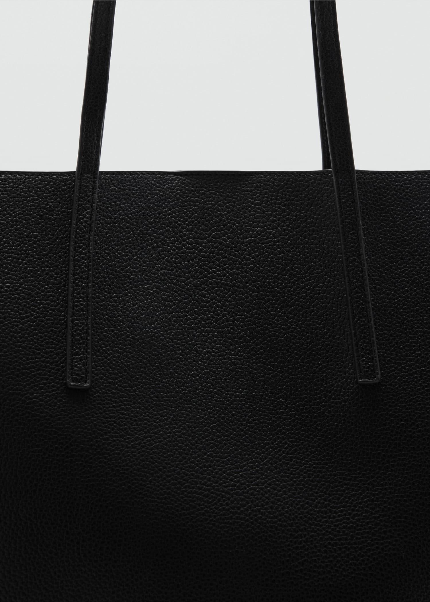 Black Pebbled Effect Shopper Bag, Black, large image number 1