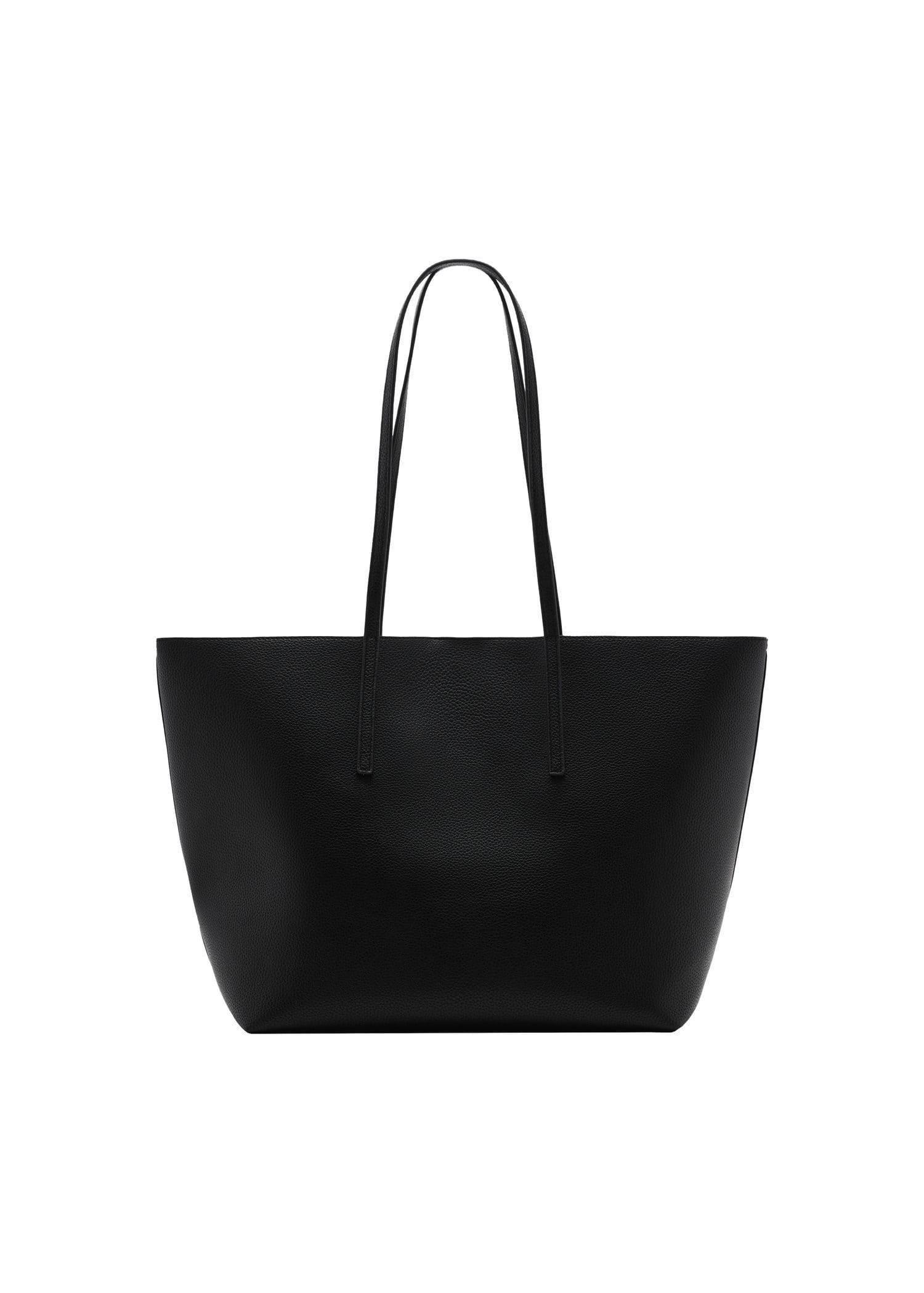 Black Pebbled Effect Shopper Bag, Black, large image number 3