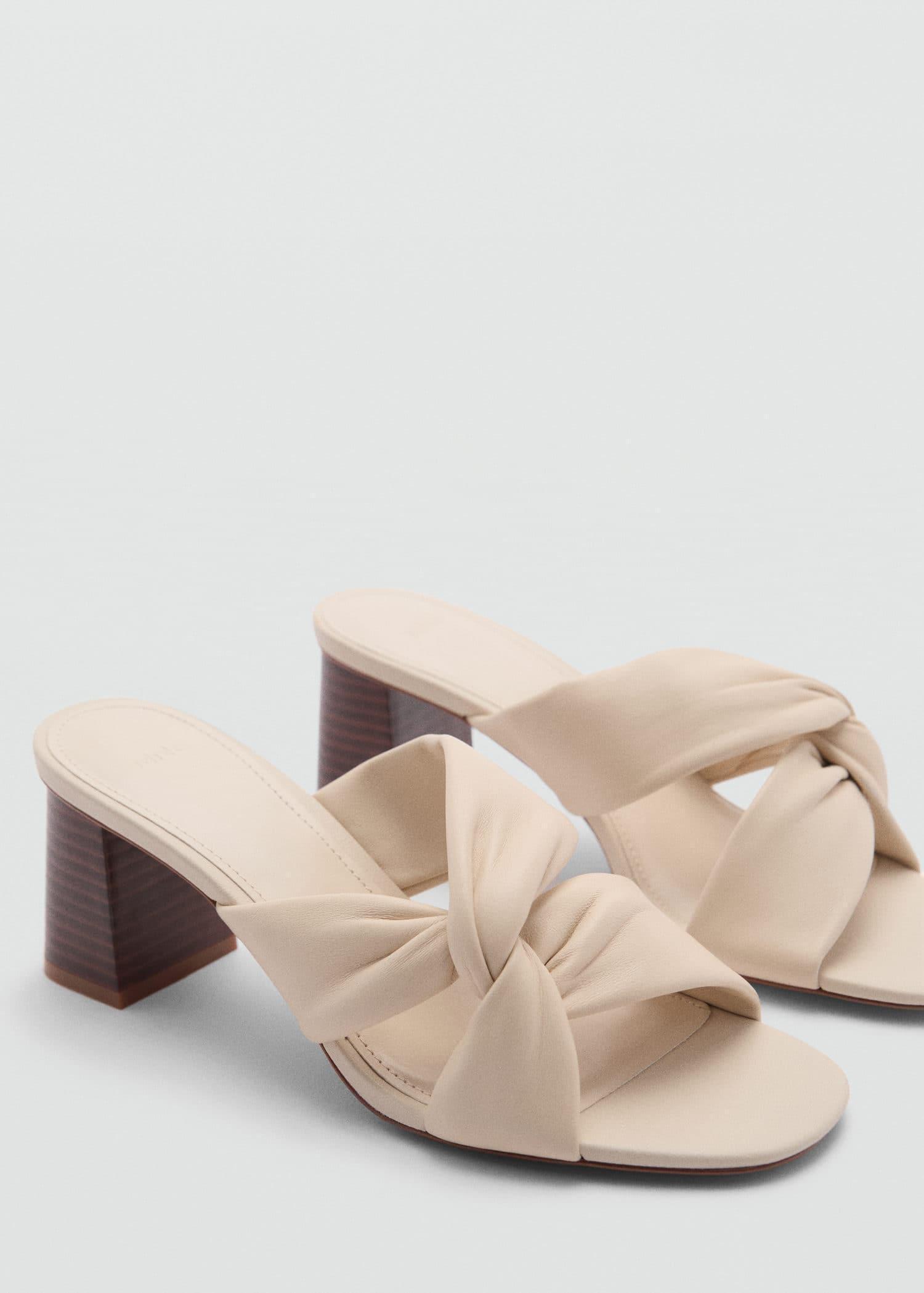 Beige Knot Leather Sandals, , large