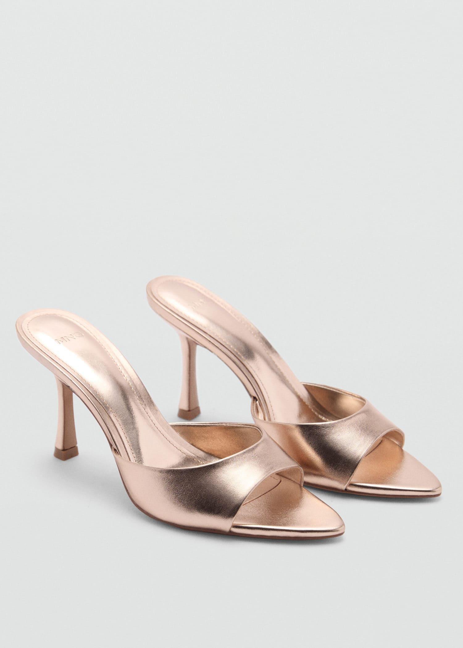 Gold Heel Non-Structured Sandals, , large