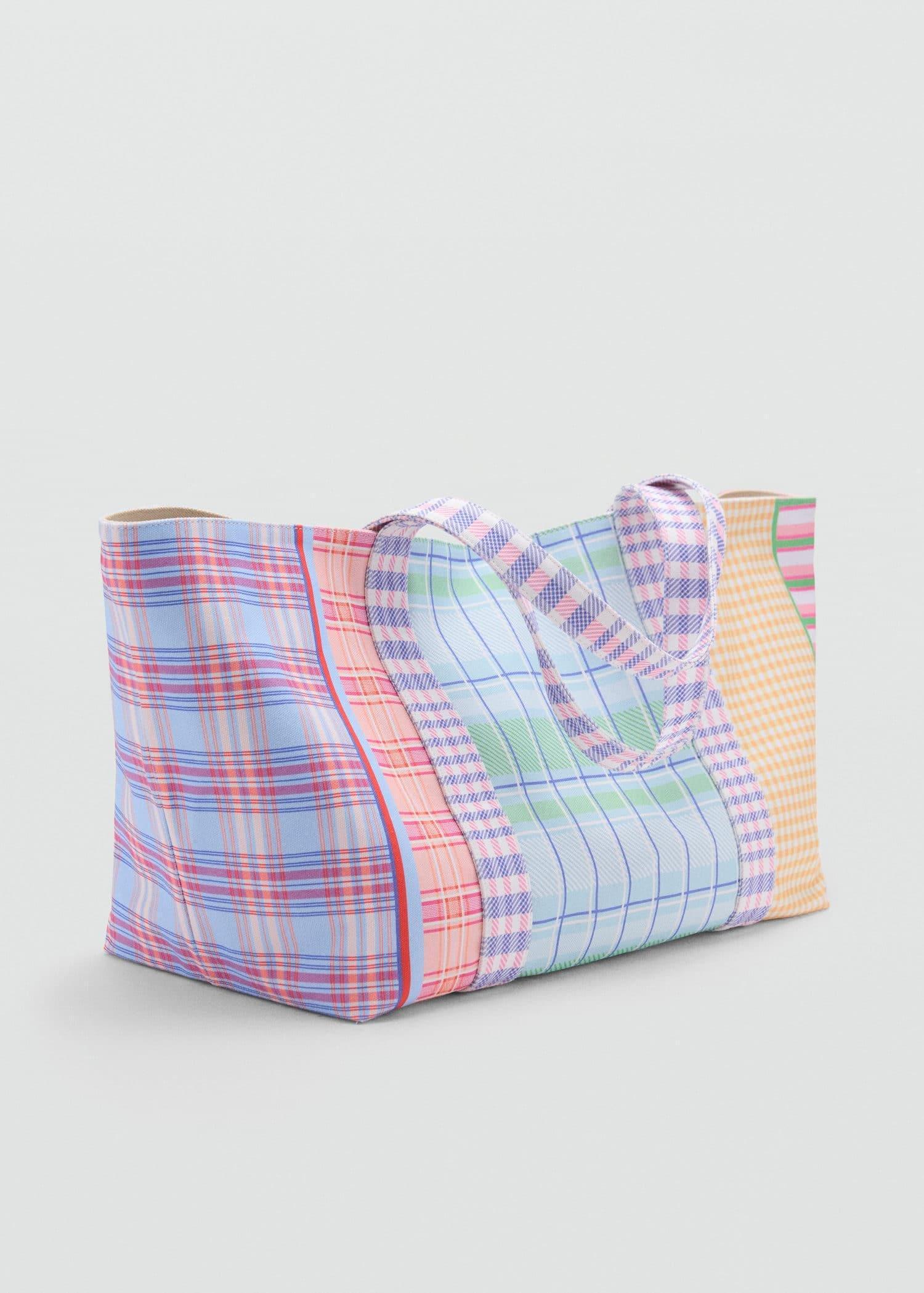 Blue Check Print Bag, Medium Blue, large image number 0