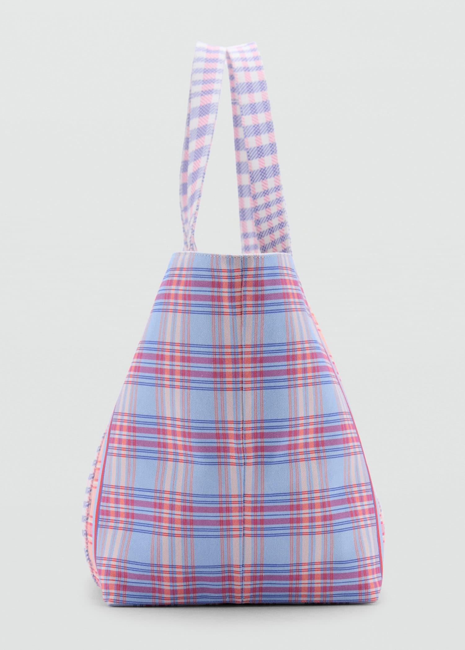 Blue Check Print Bag, Medium Blue, large image number 1