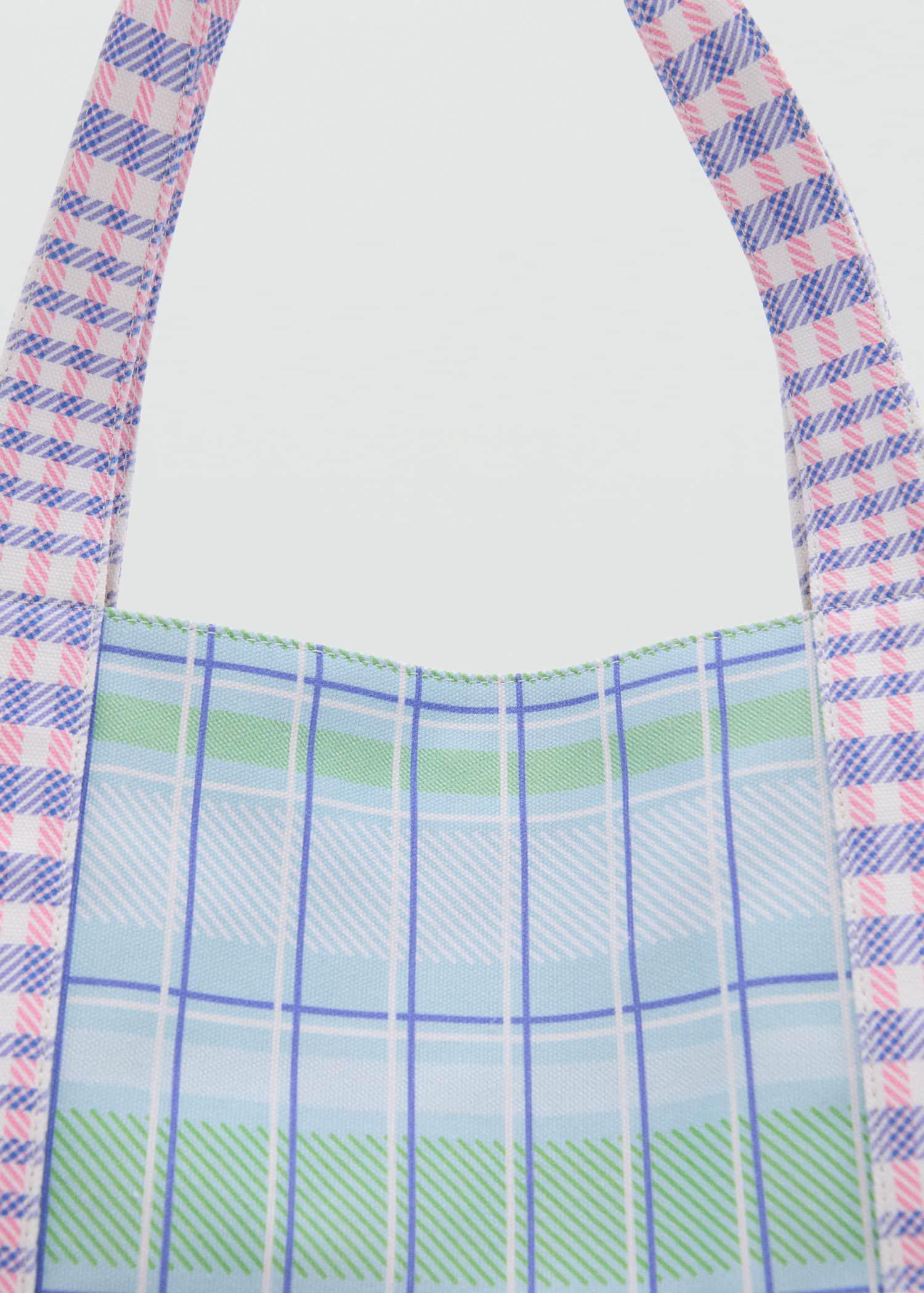 Blue Check Print Bag, Medium Blue, large image number 2