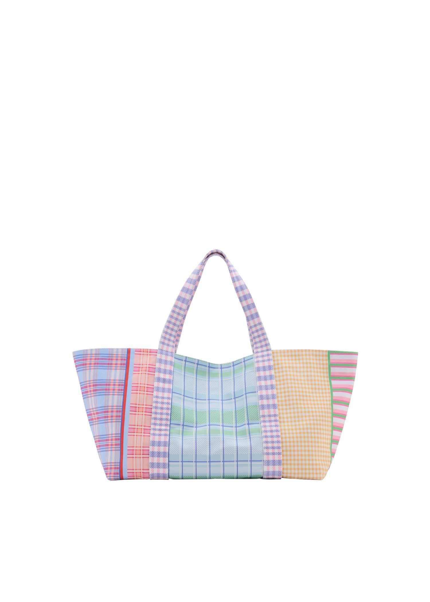 Blue Check Print Bag, Medium Blue, large image number 3