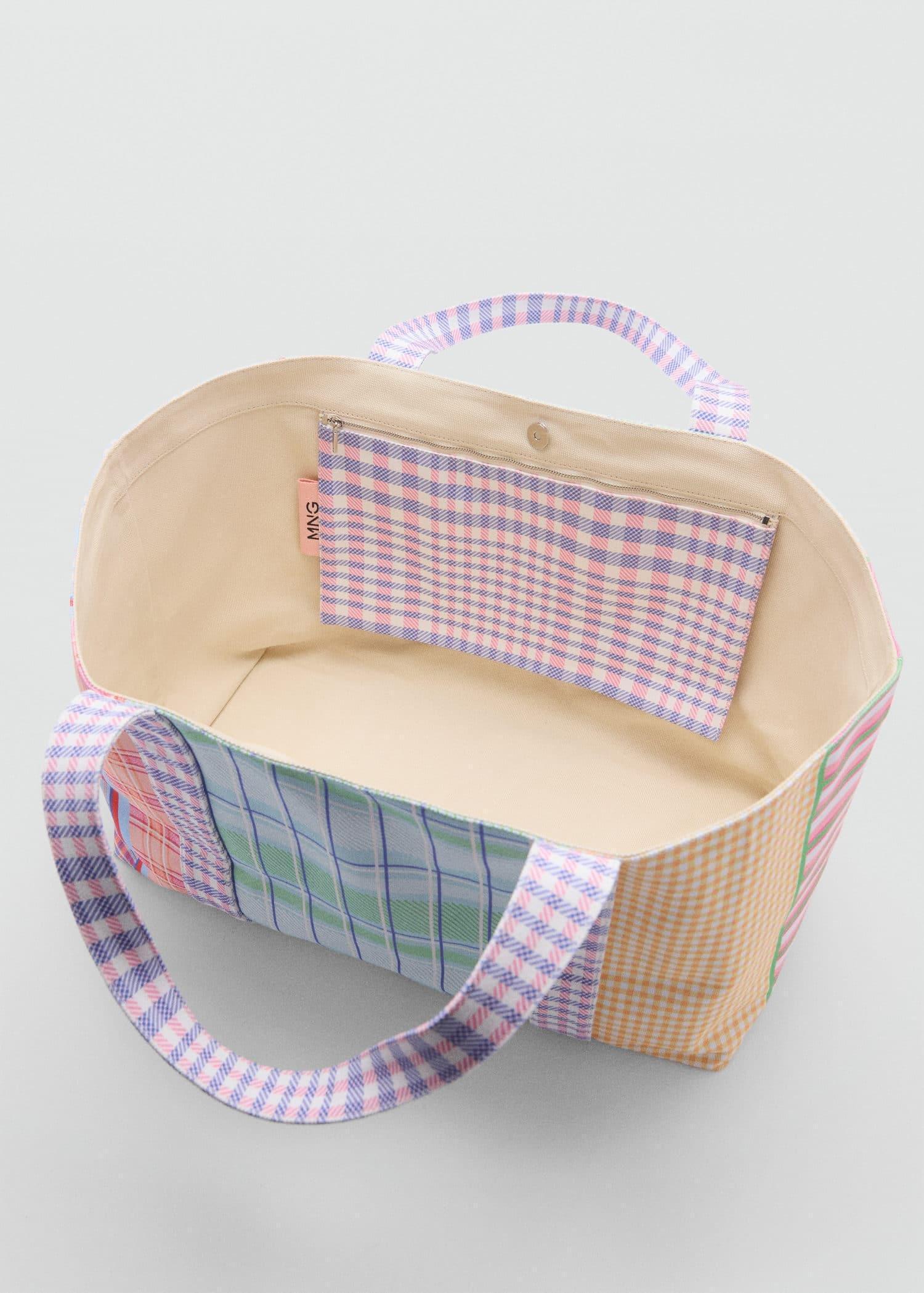 Blue Check Print Bag, Medium Blue, large image number 4