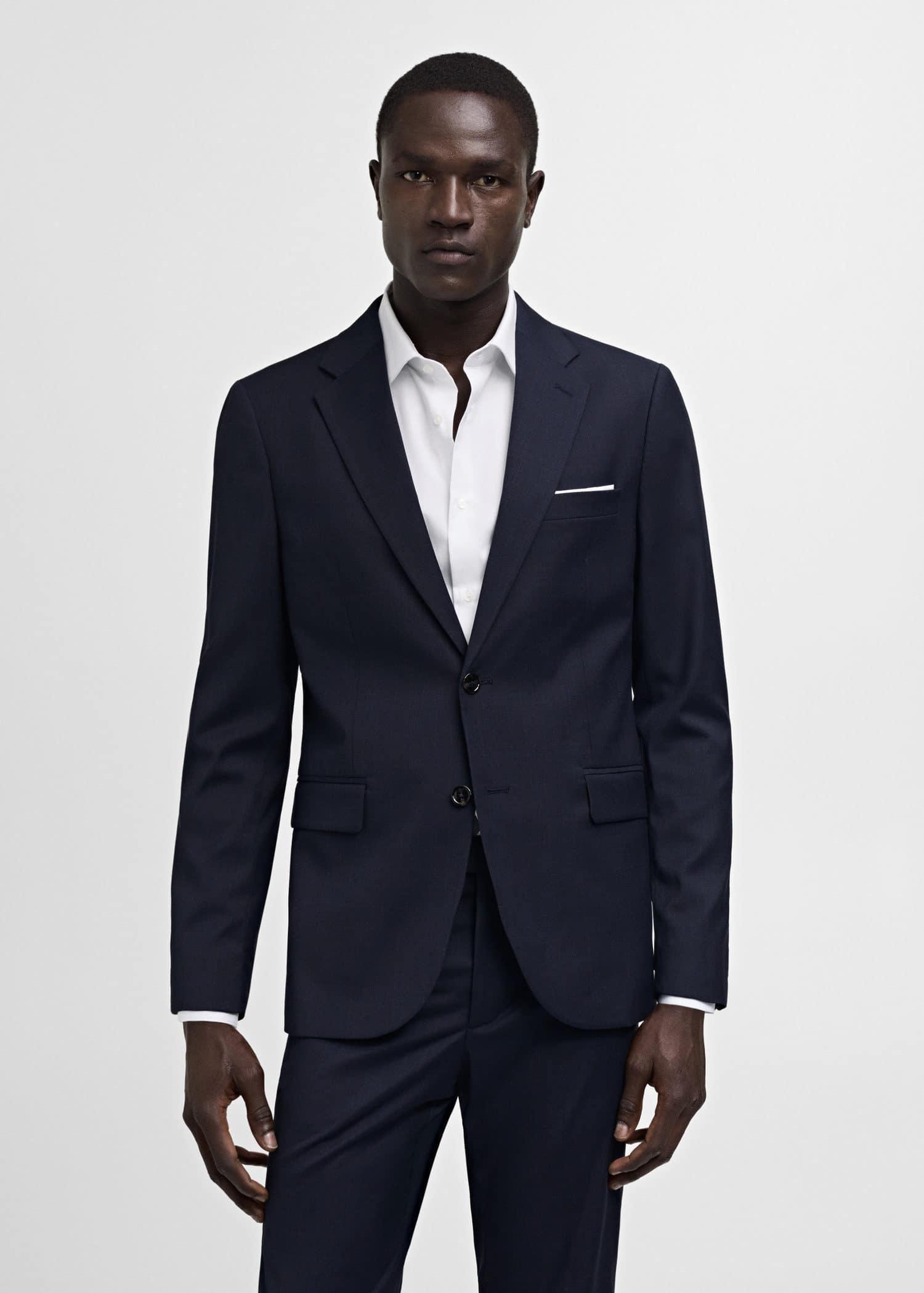 تسوق Navy Stretch Fabric Slim-Fit Suit Jacket Mango | أزاديا الإمارات ...
