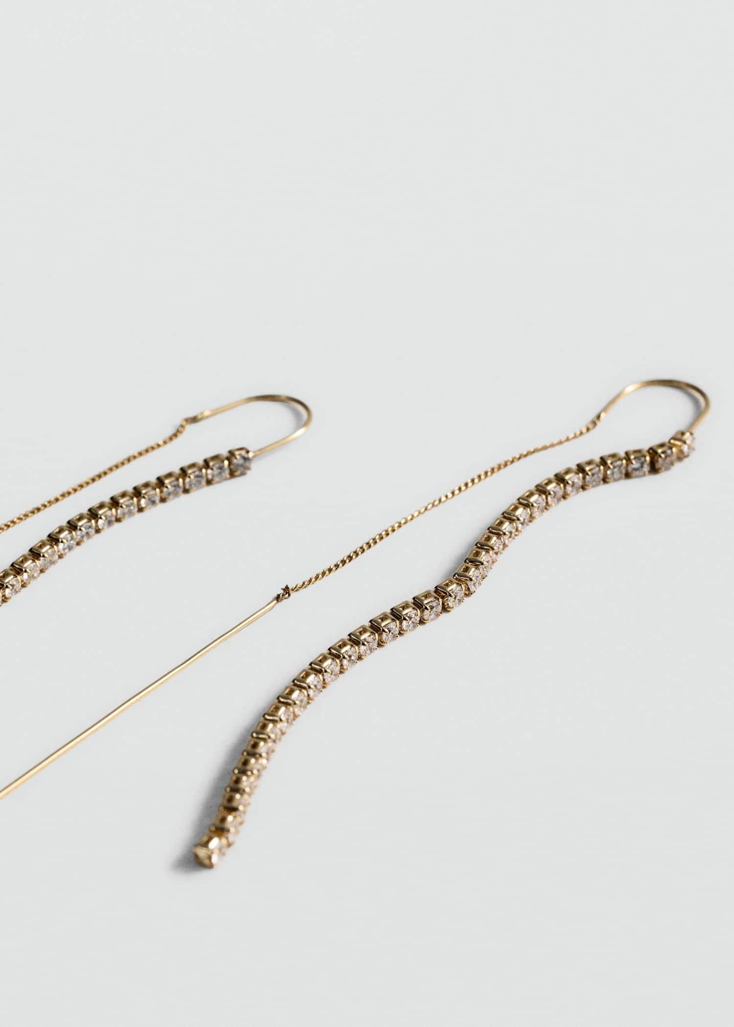 Gold Long Crystal Earrings, 0201_OR, large image number 0