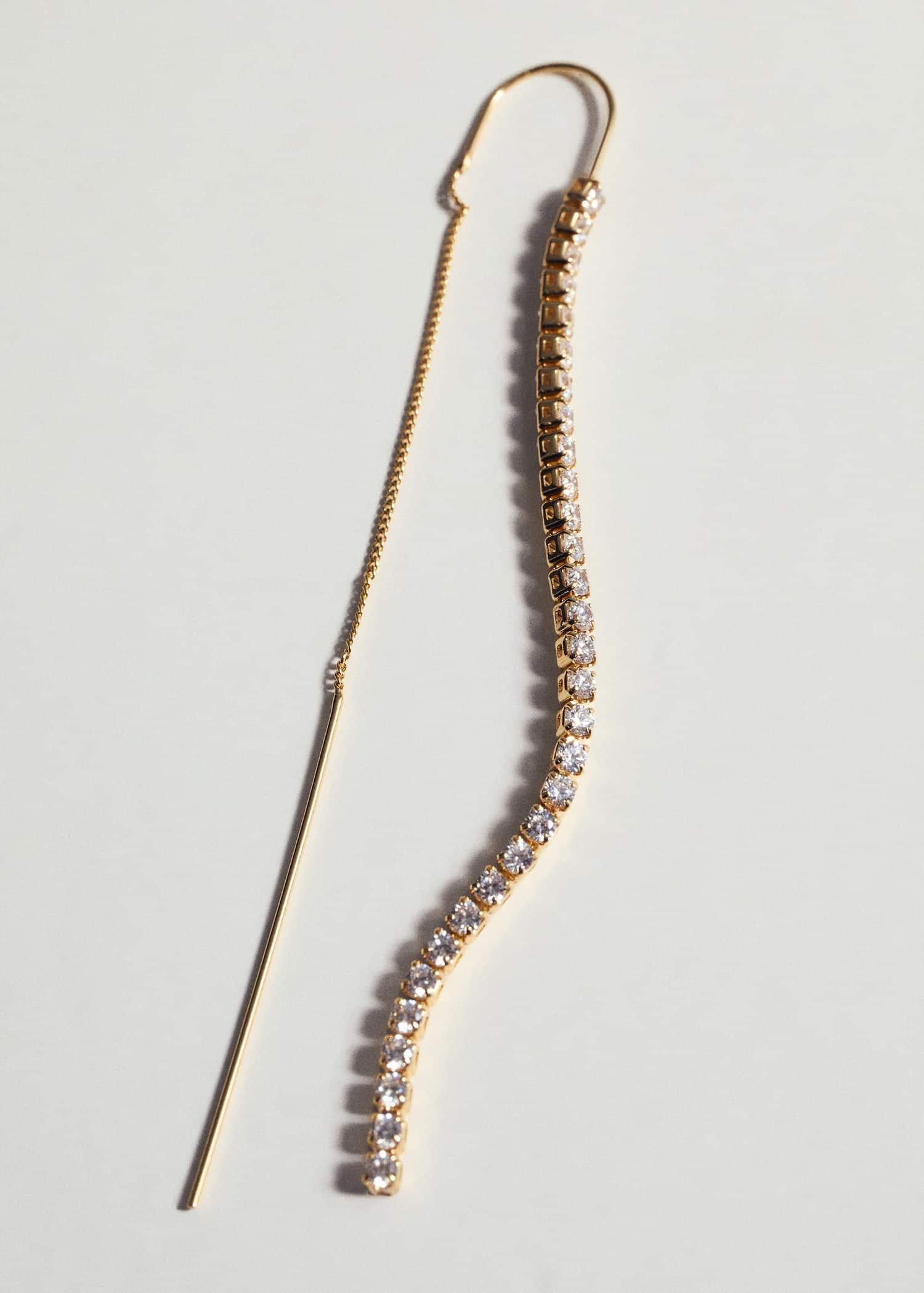 Gold Long Crystal Earrings, 0201_OR, large image number 1