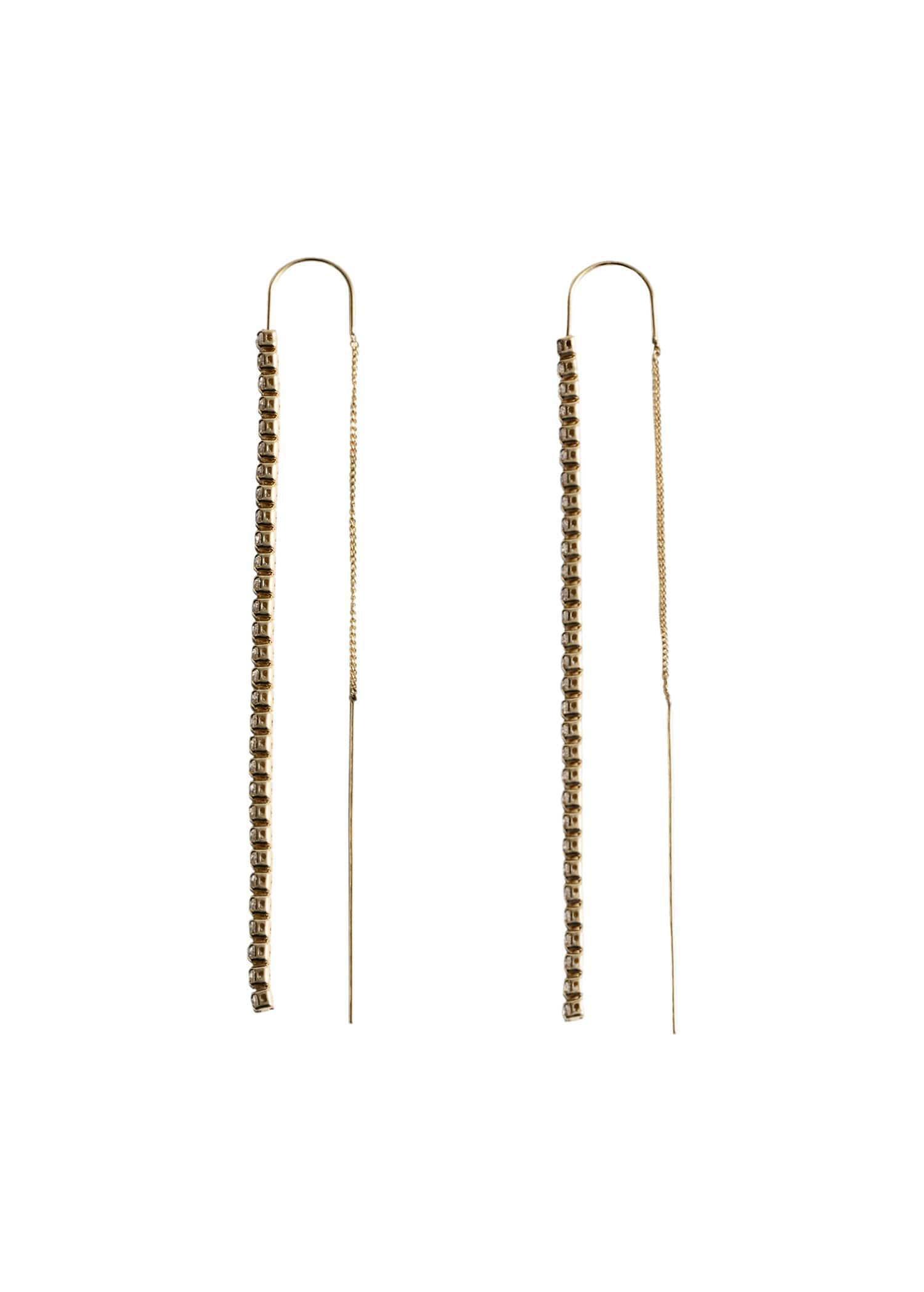 Gold Long Crystal Earrings, 0201_OR, large image number 2