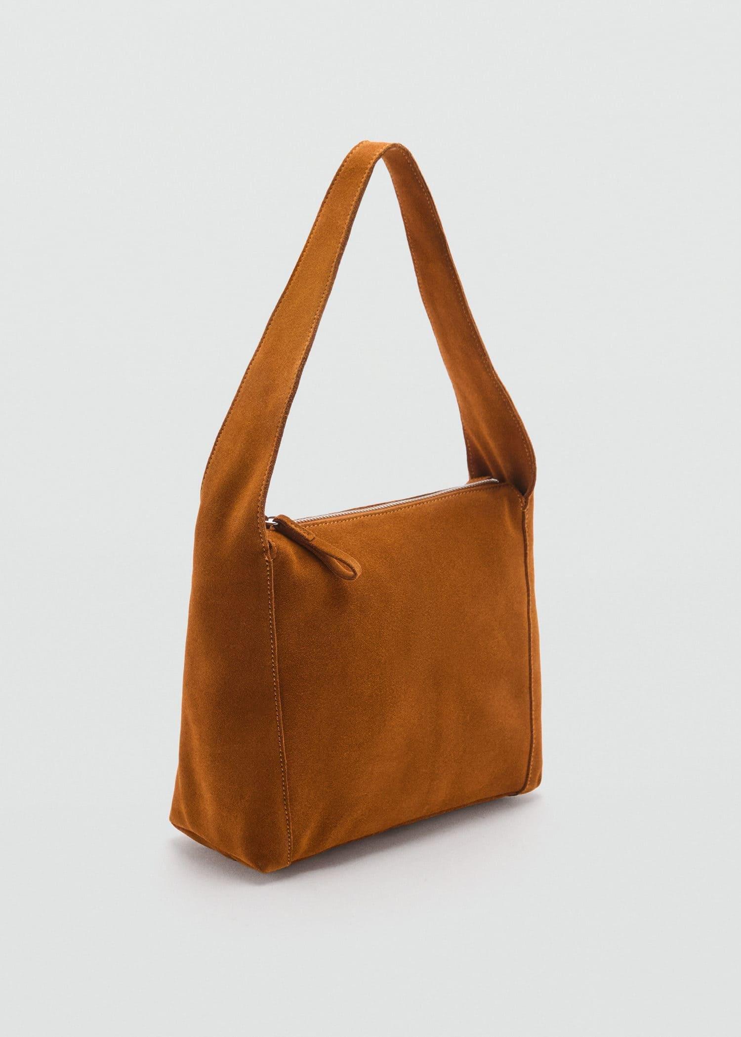 Brown Suede Shoulder Bag, Medium Brown, large image number 0