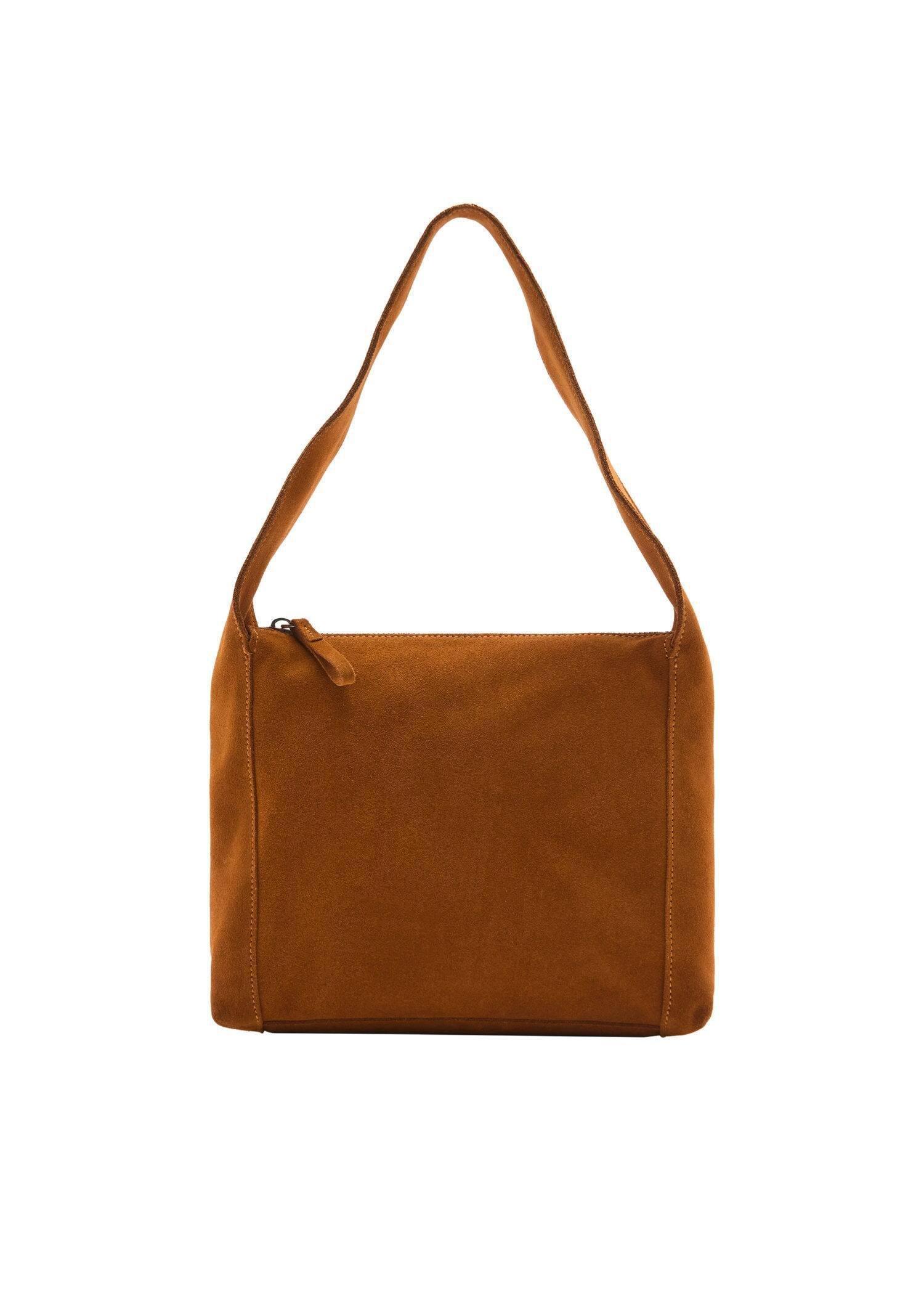 Brown Suede Shoulder Bag, Medium Brown, large image number 3