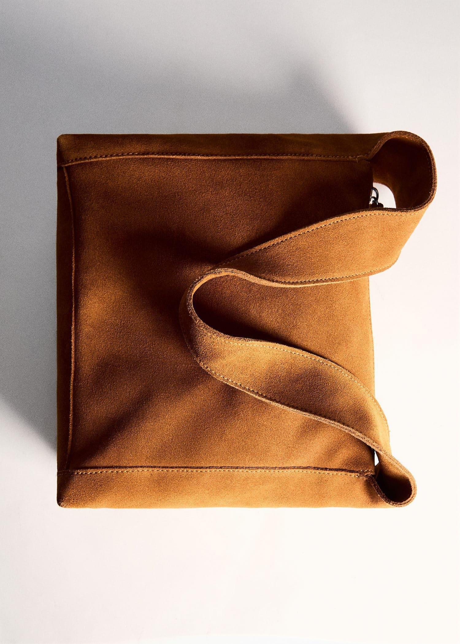 Brown Suede Shoulder Bag, Medium Brown, large image number 4