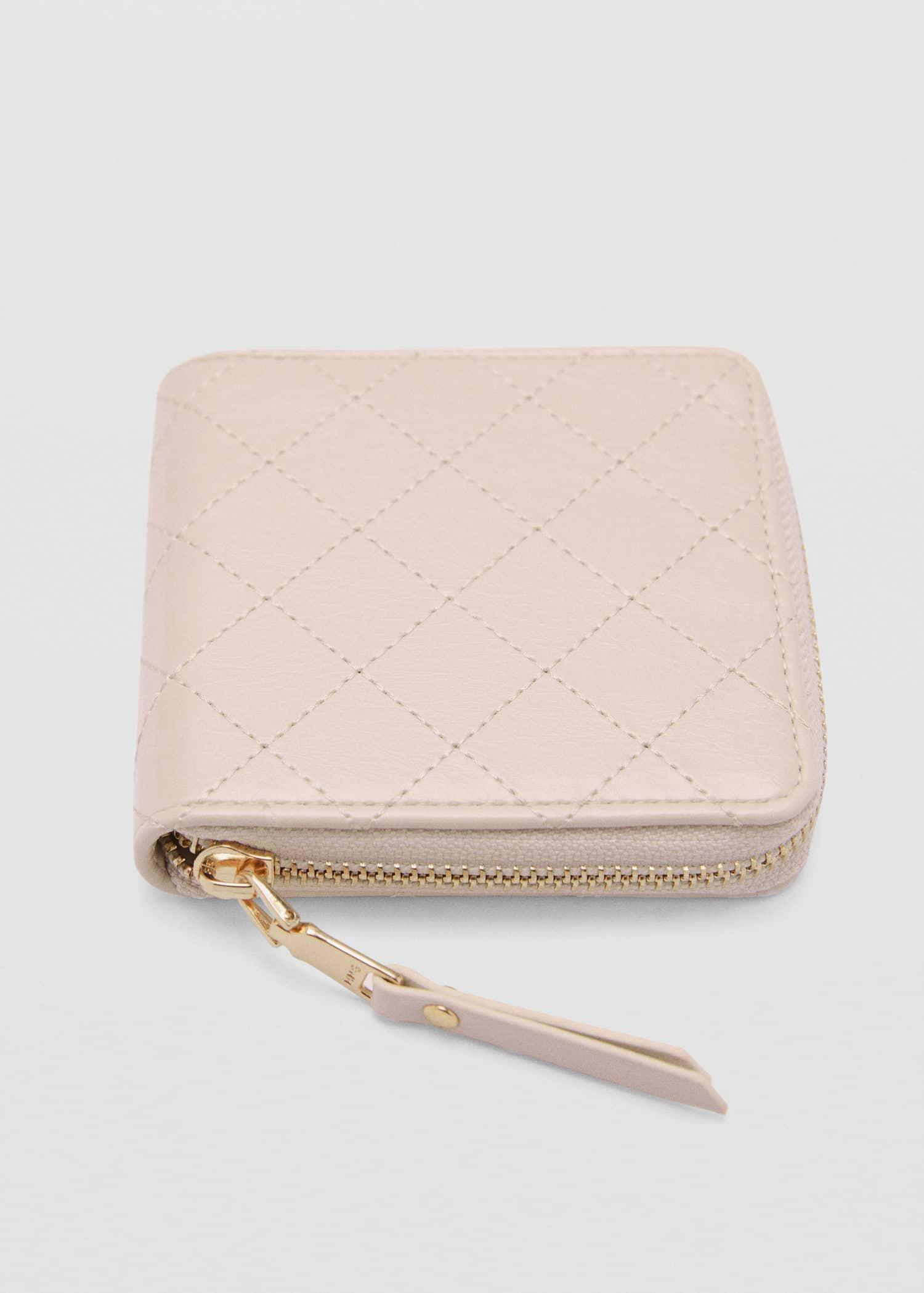 White Wallet With Decorative Stitching, , medium