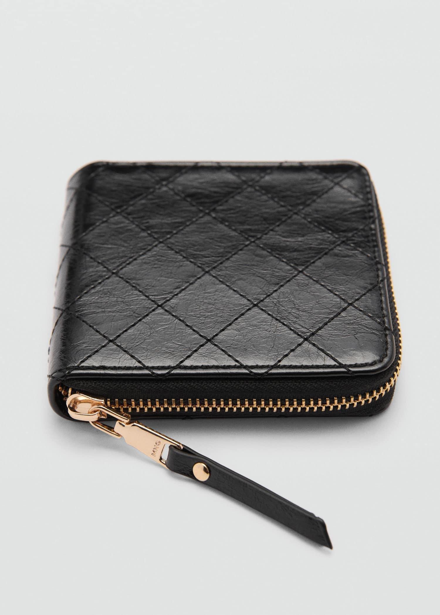 Black Wallet With Decorative Stitching, 0201_99, large image number 0
