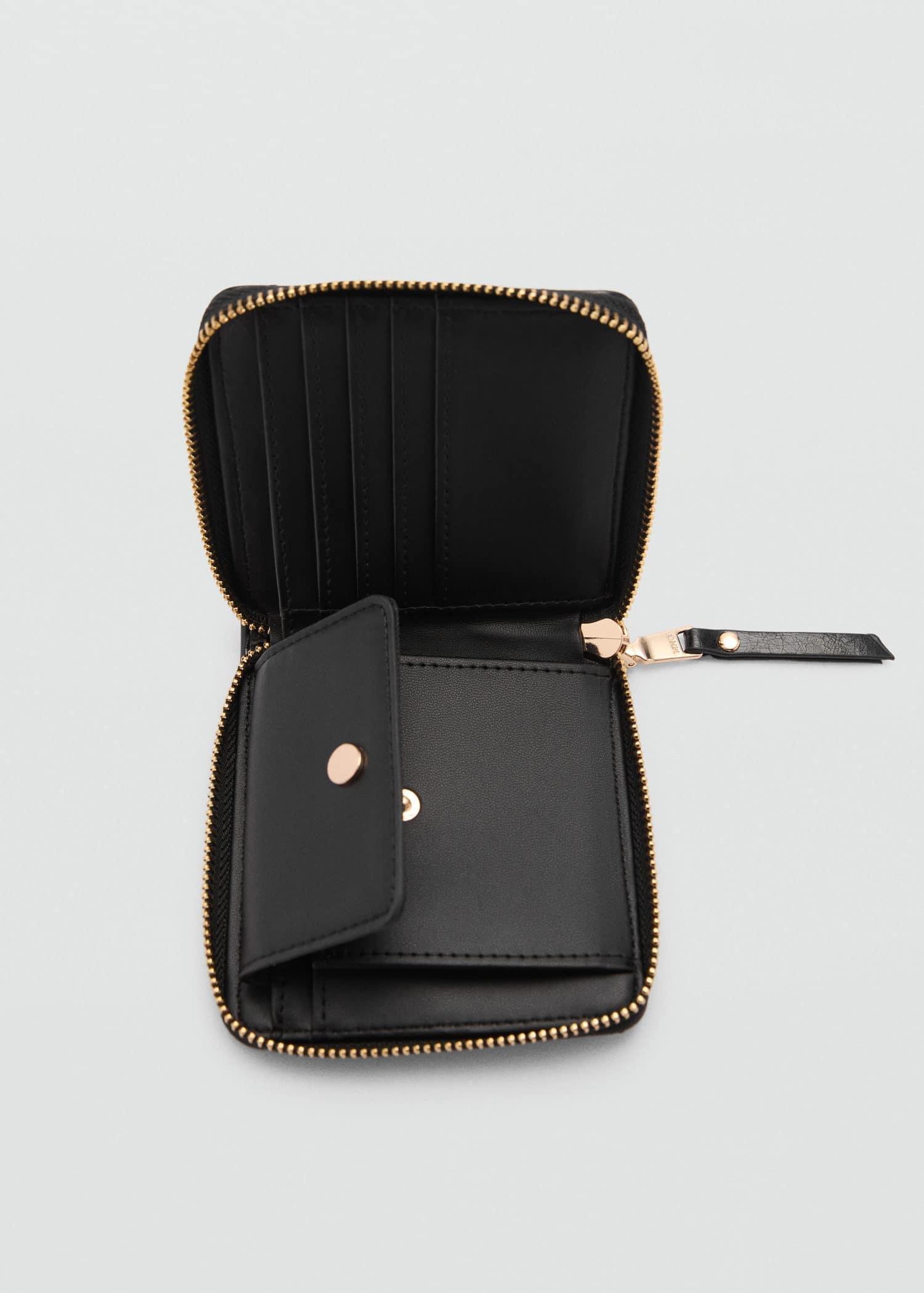 Black Wallet With Decorative Stitching, 0201_99, large image number 1