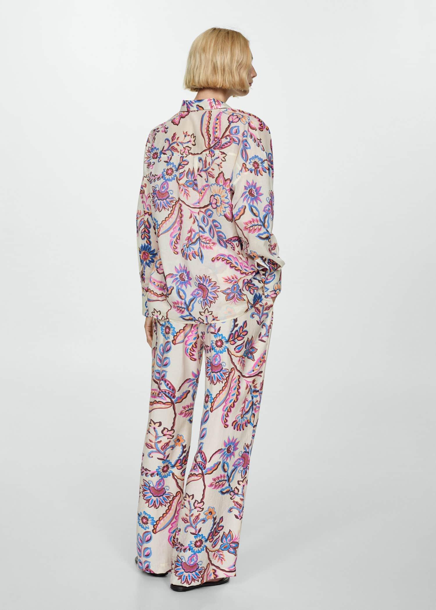 Beige Flowy Floral Print Shirt, Light Beige, large image number 1