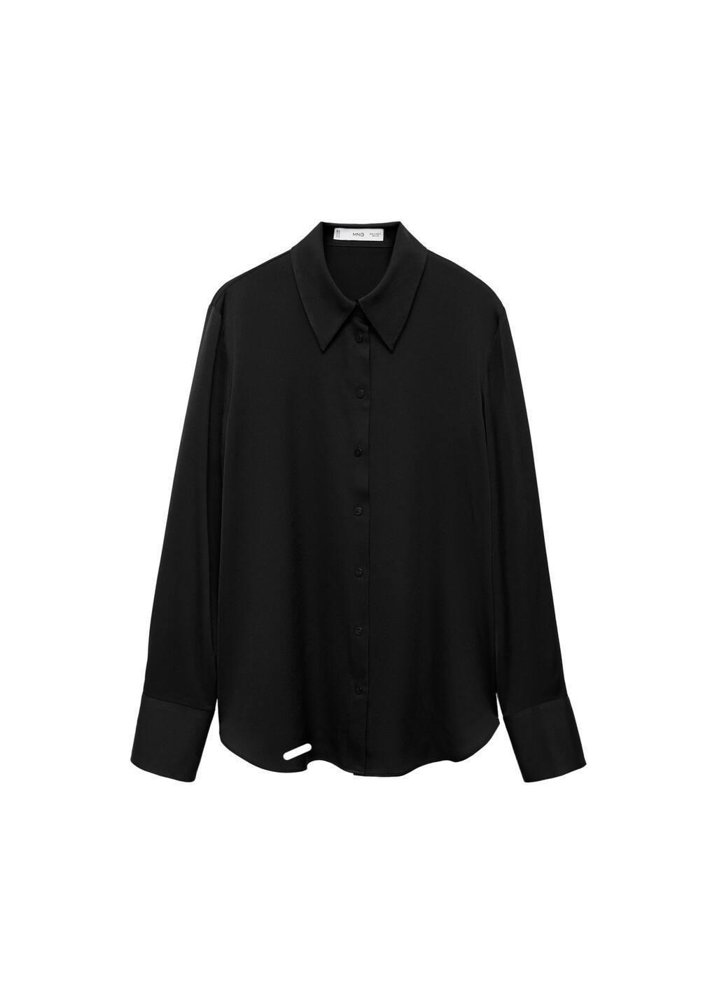 Black Satin Finish Flowy Shirt, , large image number 3