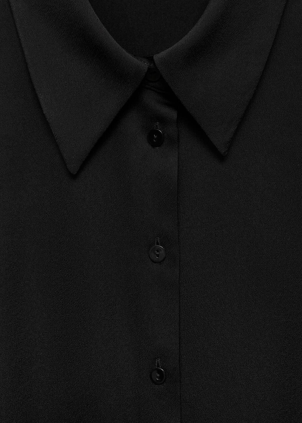 Black Satin Finish Flowy Shirt, , large image number 6