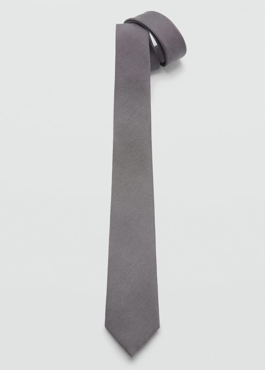 Grey Tie With Plain Design, Grey, large image number 0