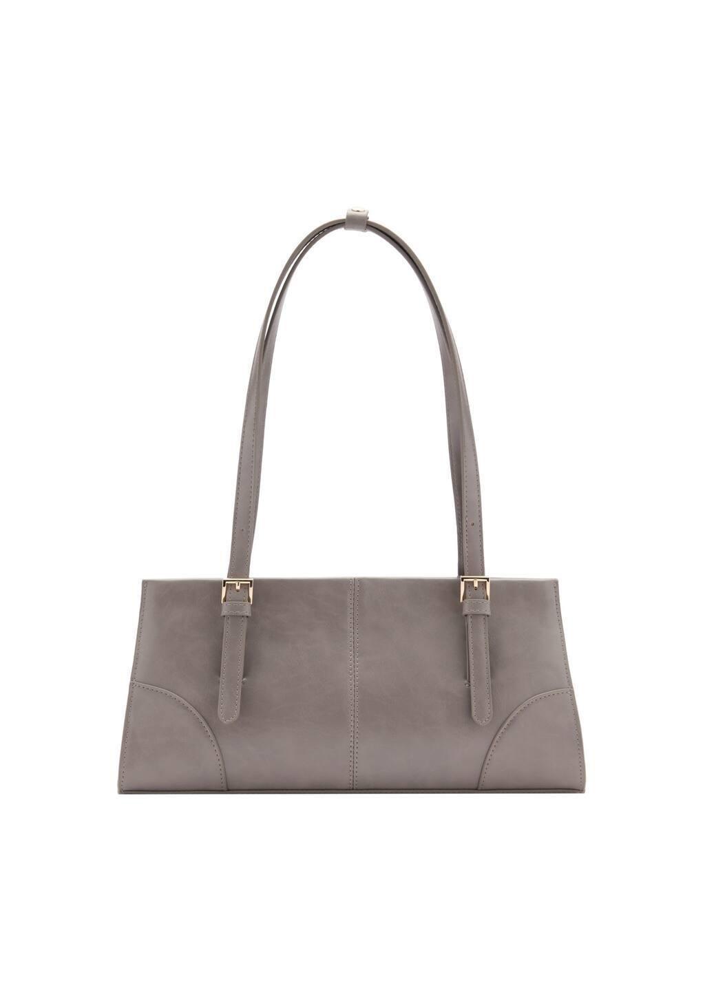 Grey Shoulder Bag With Buckles, Grey, large image number 3