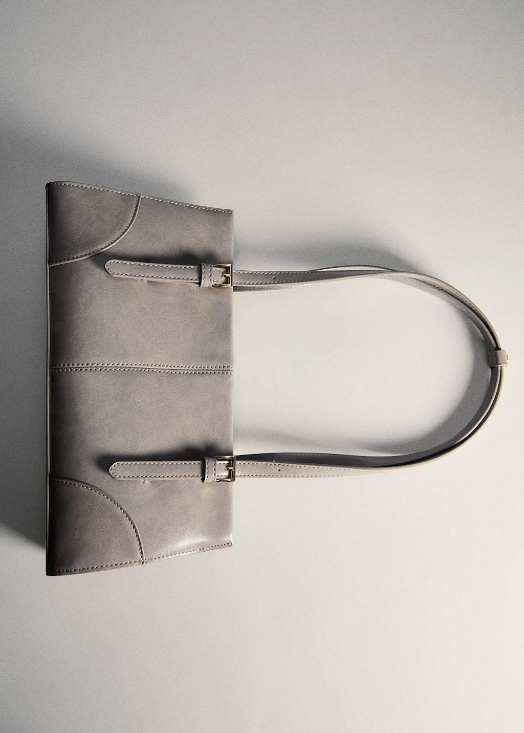 Grey Shoulder Bag With Buckles, Grey, large image number 4