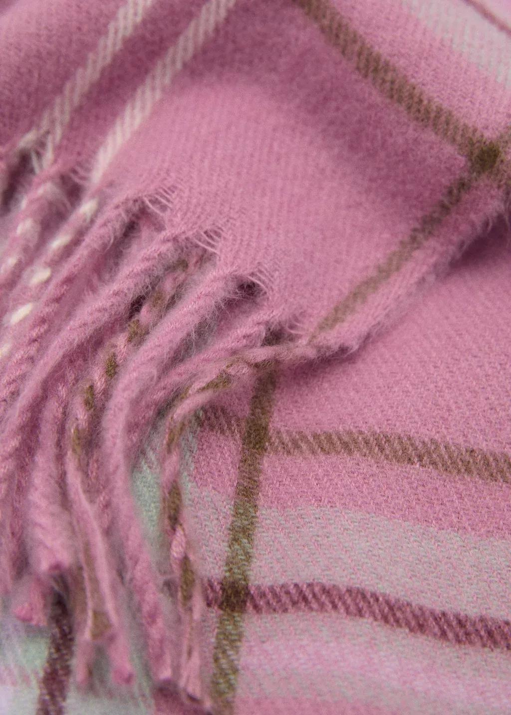 Purple Lt-Pastel Check Scarf With Fringed Ends, Light-Pastel Purple, large image number 0