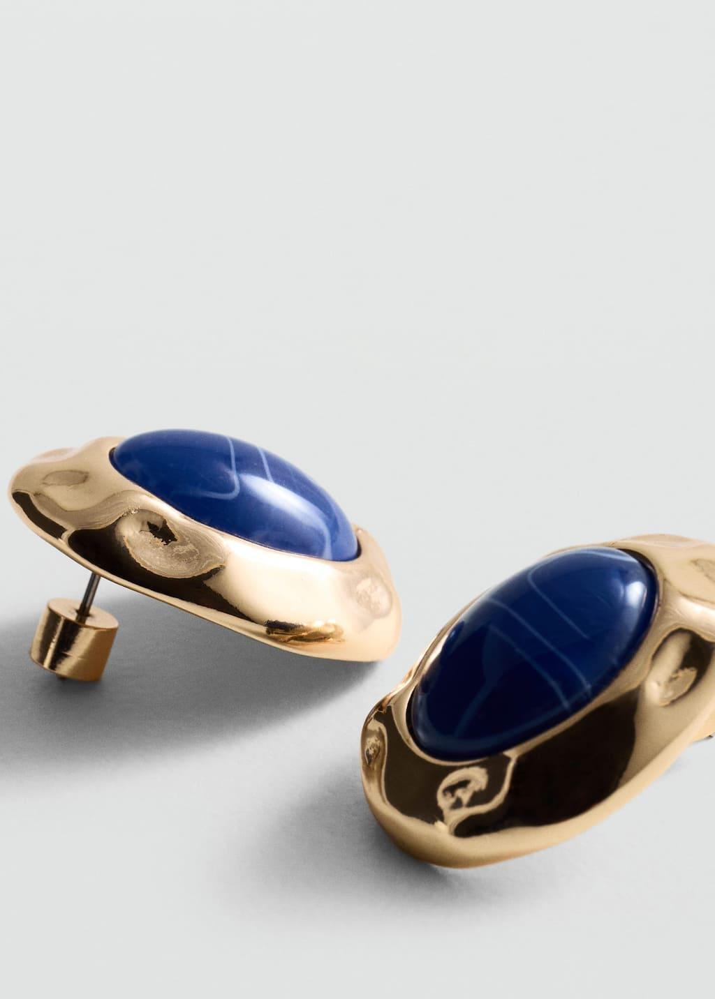 Gold Oval Bead Earrings, Gold, large image number 0