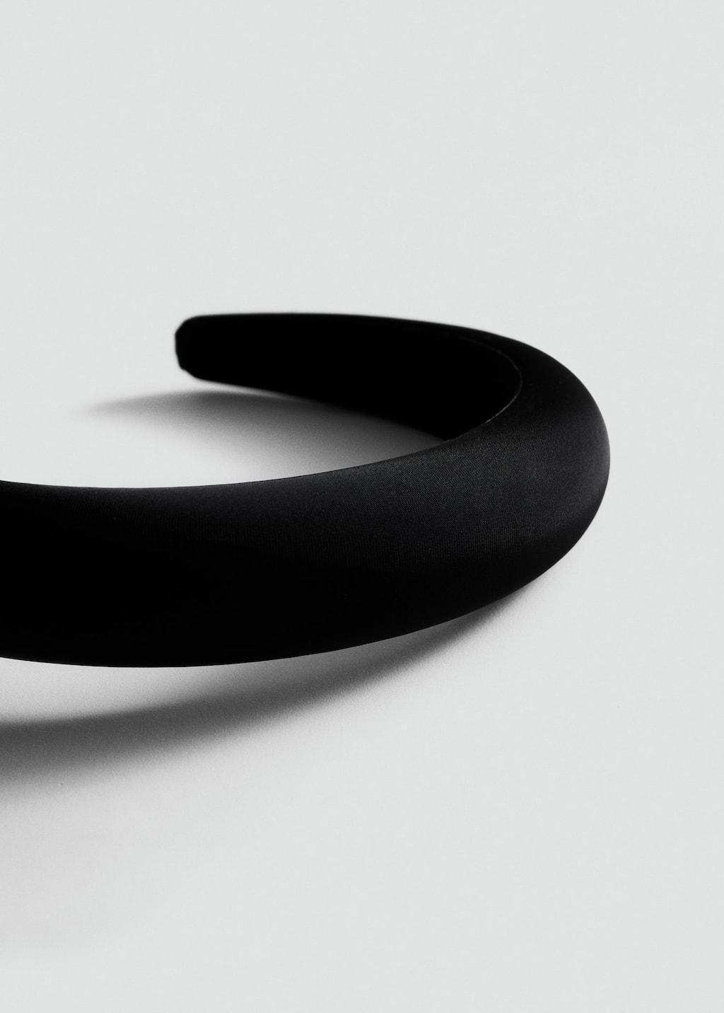 Black Satin Padded Headband, Black, large image number 0