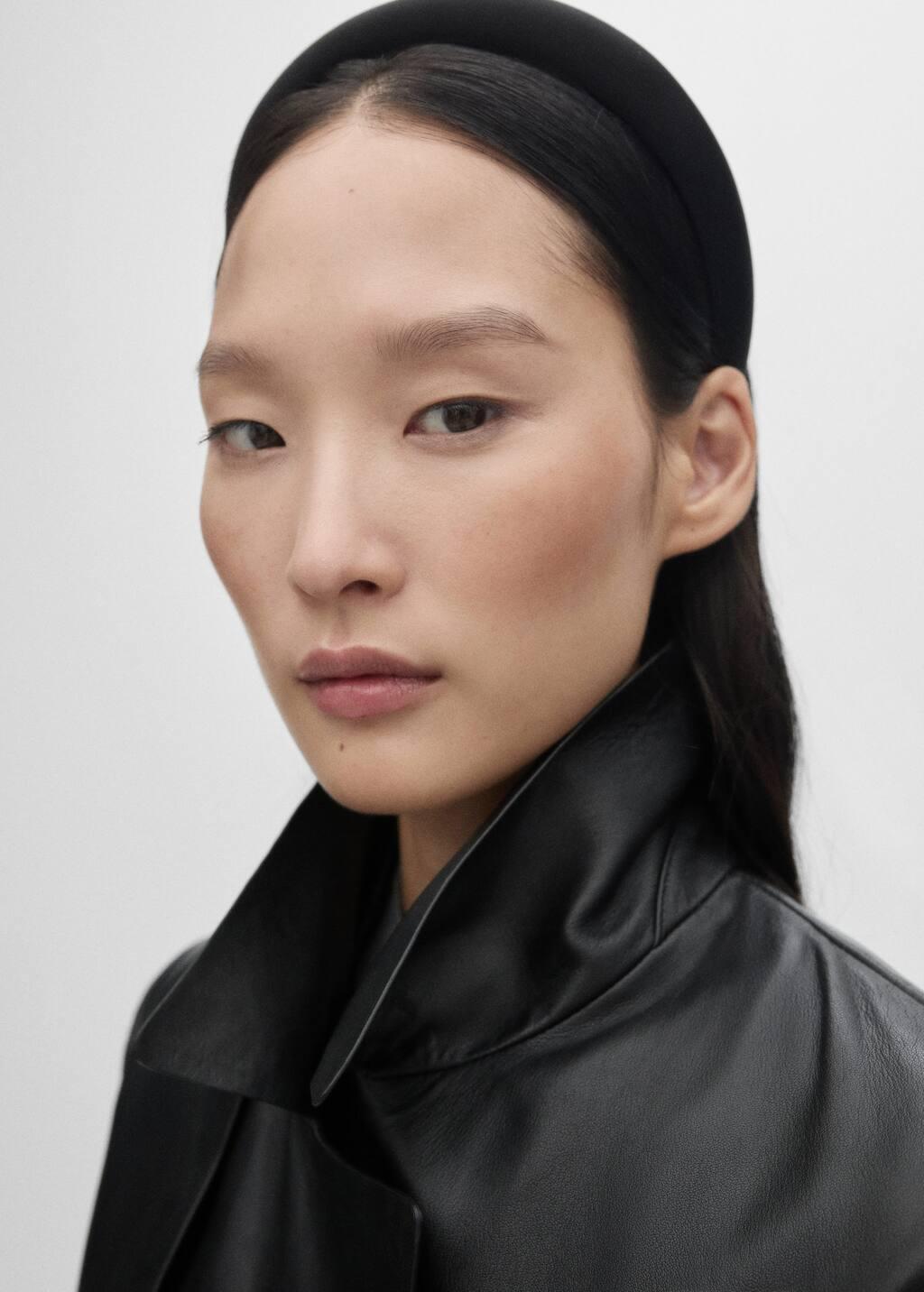 Black Satin Padded Headband, Black, large image number 1
