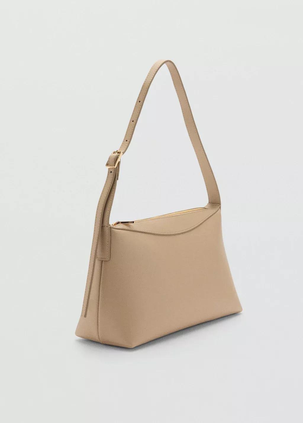 Beige Shoulder Bag With Zip, , medium