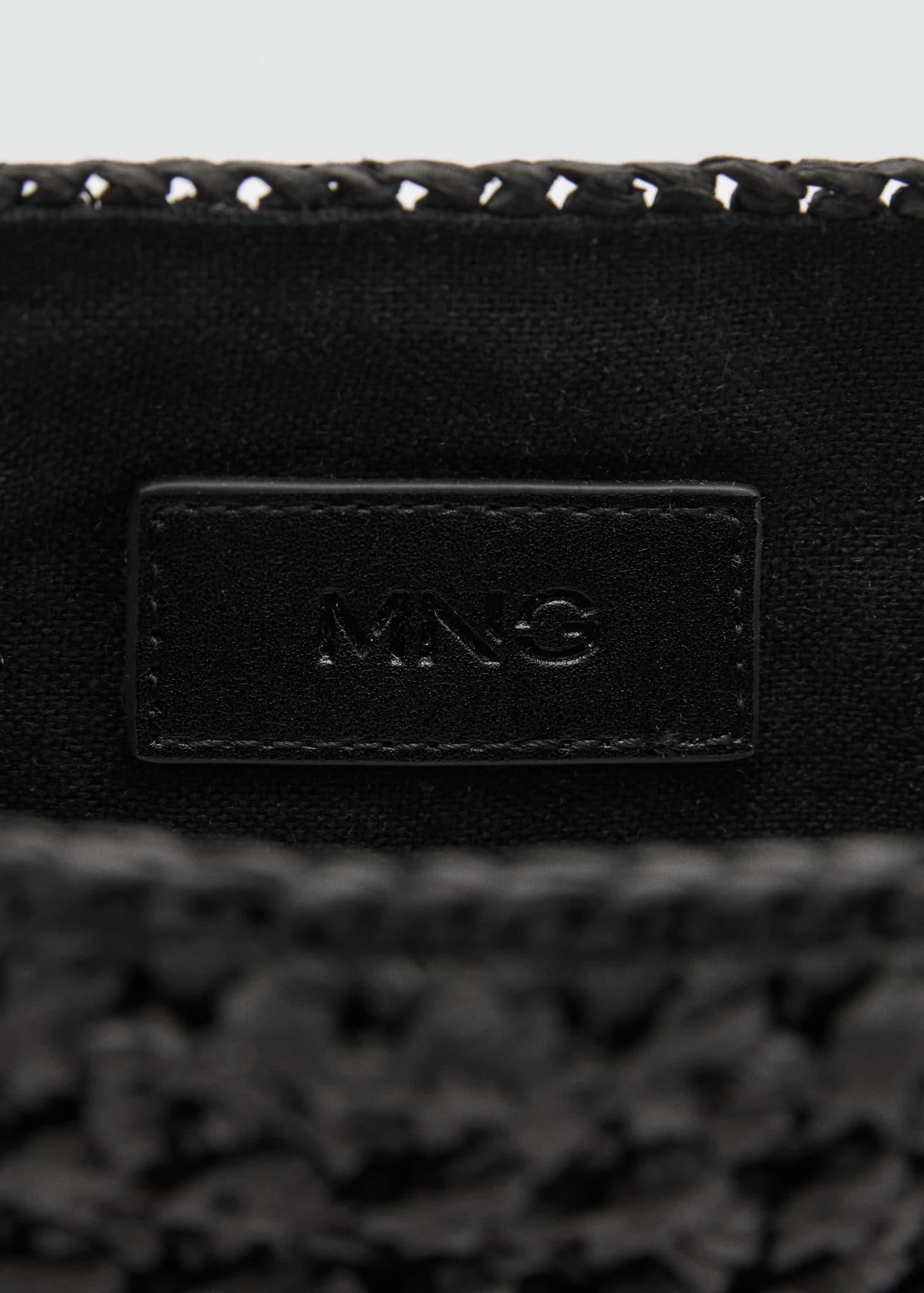 Black Natural Fibre Shoulder Bag, Black, large image number 2