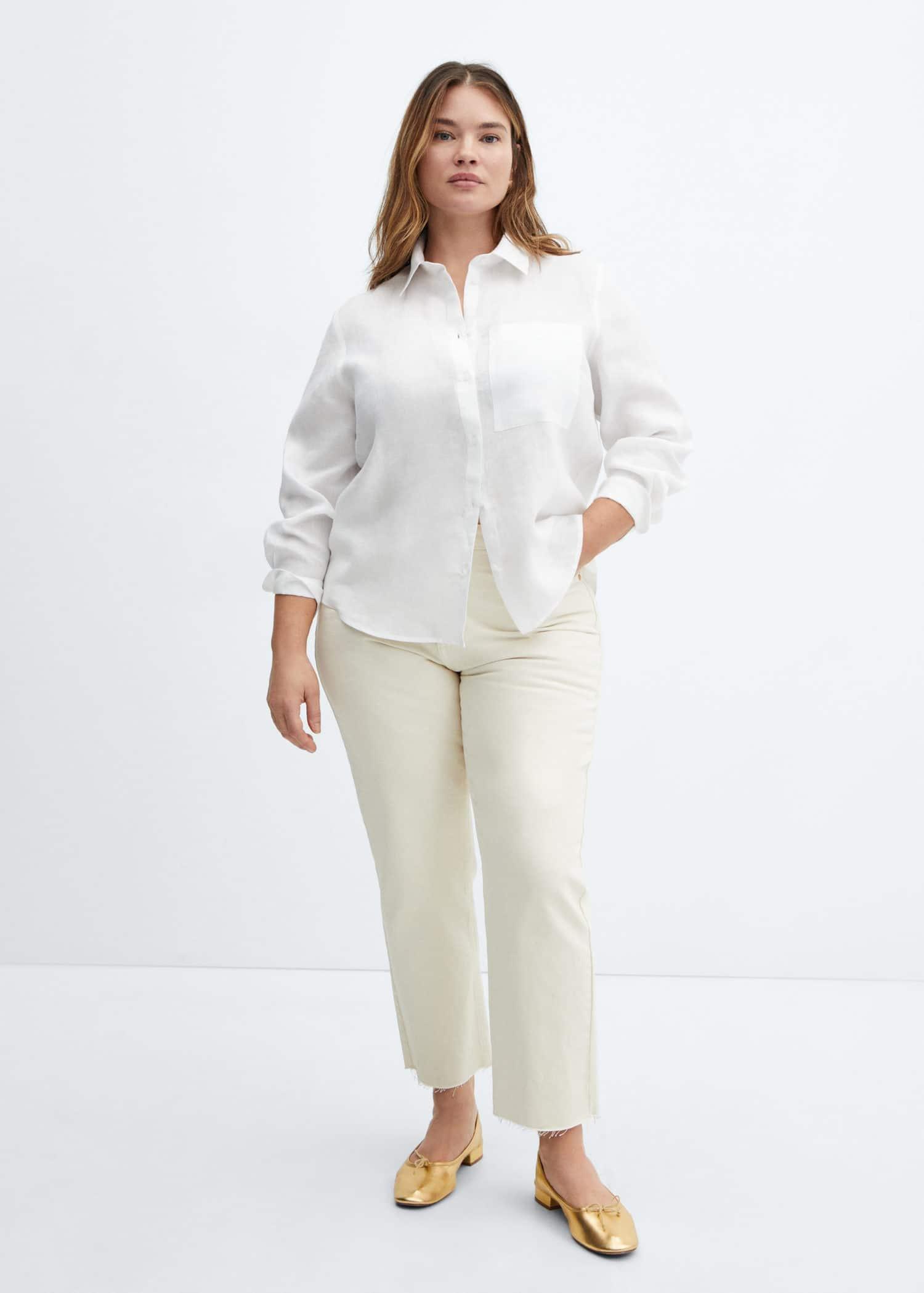 White Linen Long Sleeve Shirt, , large image number 2
