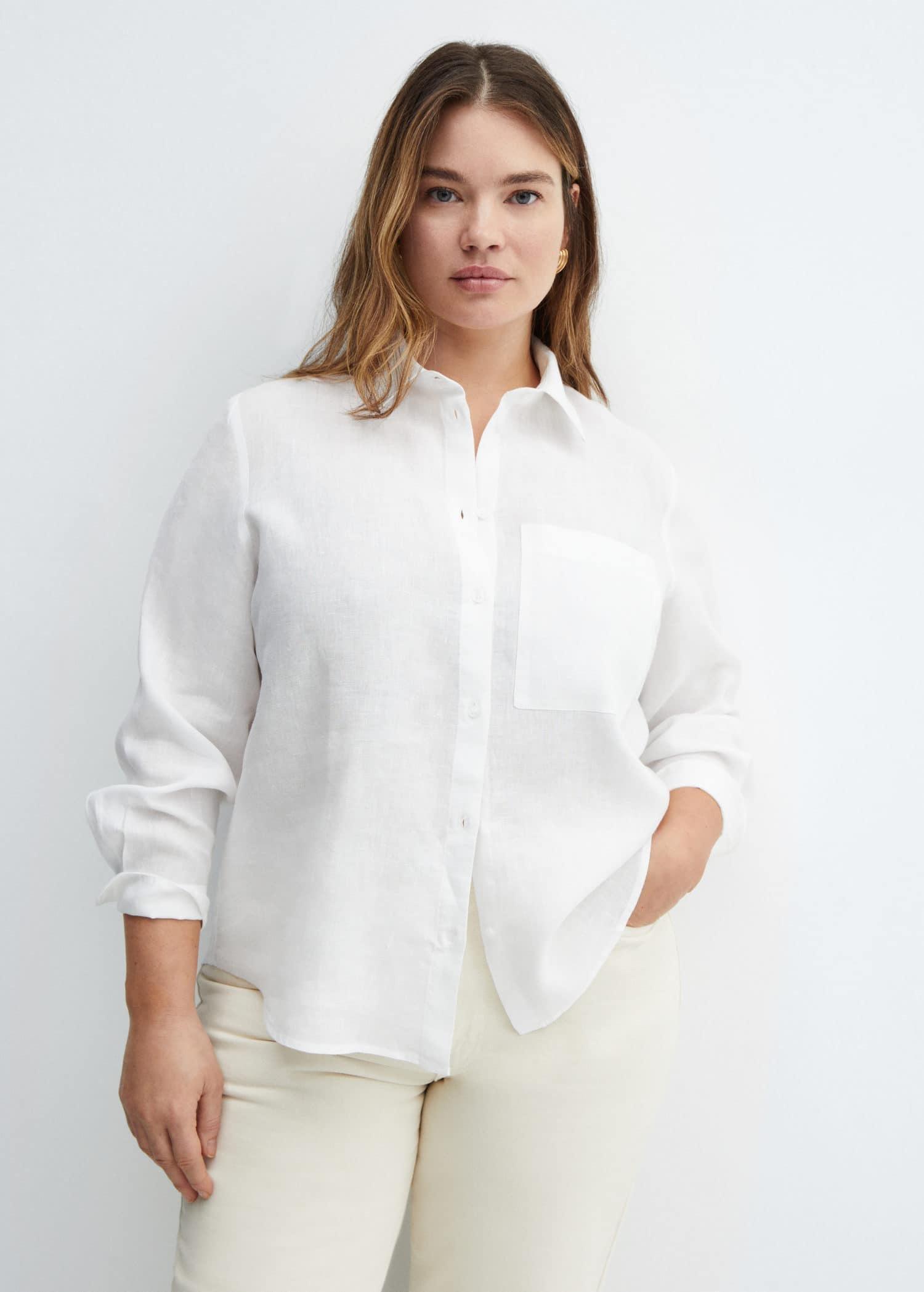 White Linen Long Sleeve Shirt, , large image number 5