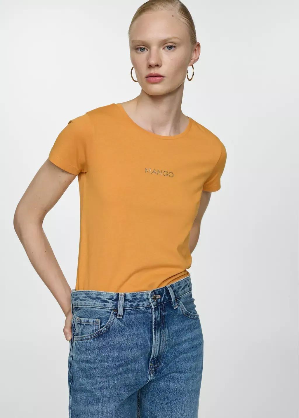 Yellow Logo Cotton T-Shirt, , large image number 1