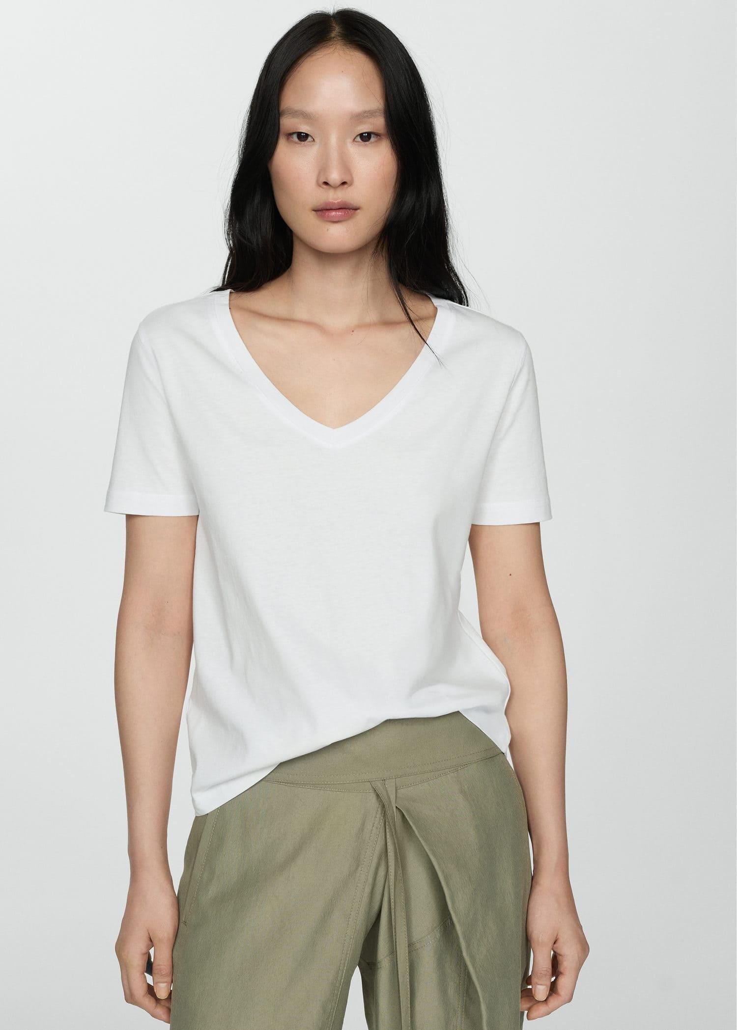 White Short-Sleeved Cotton T-Shirt, , medium