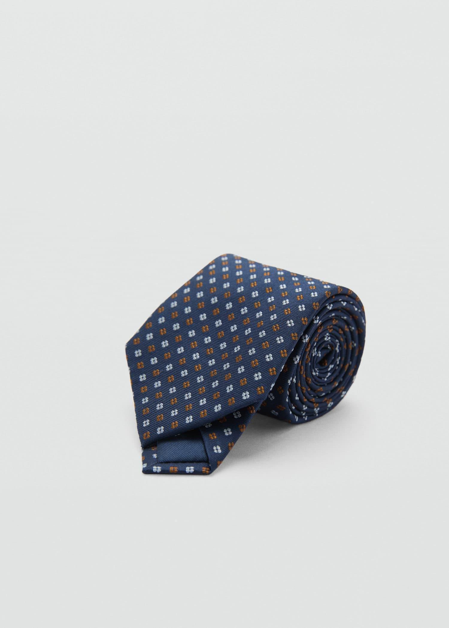 Navy 100% Mulberry Silk Printed Tie, Navy, large image number 0