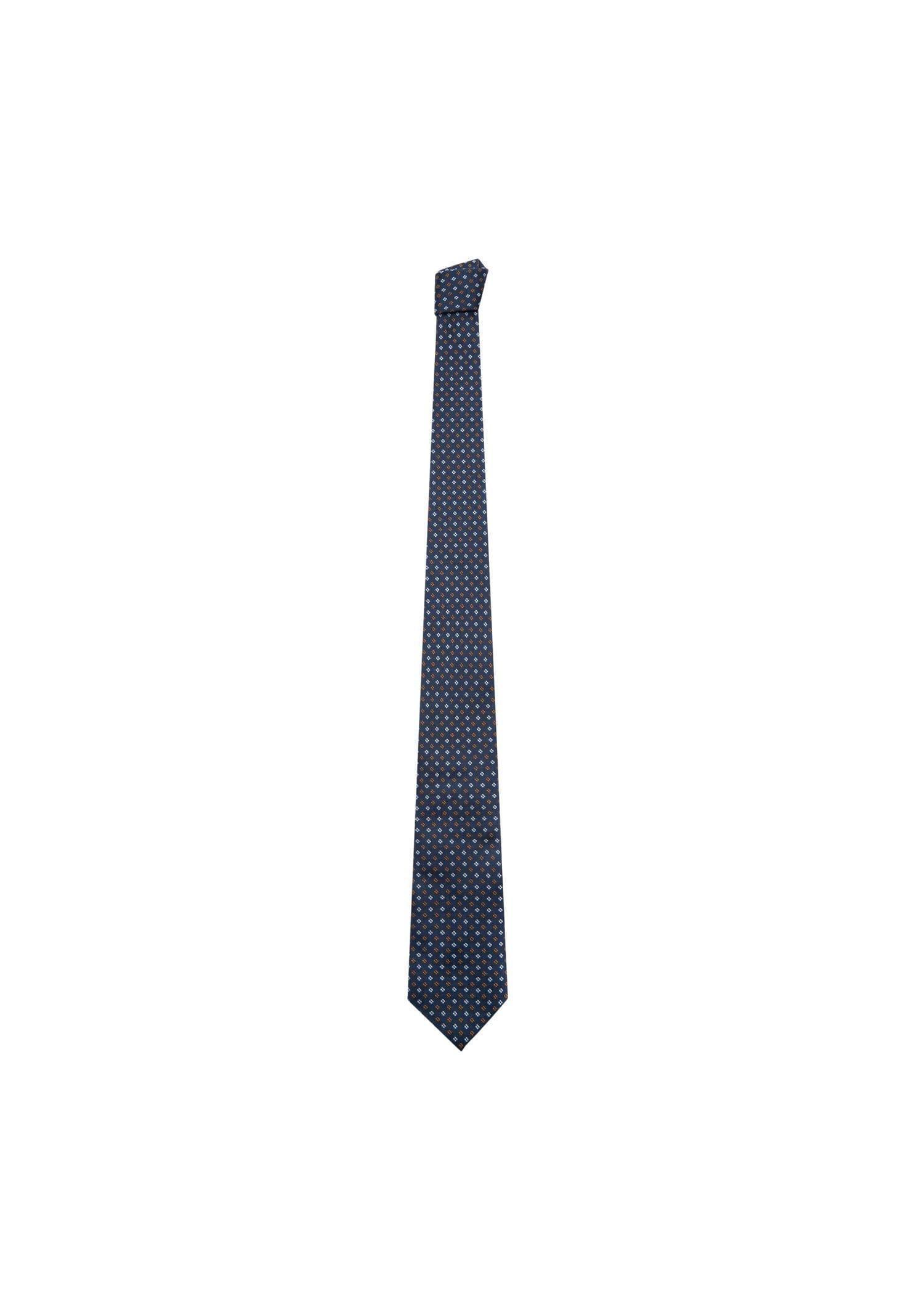 Navy 100% Mulberry Silk Printed Tie, Navy, large image number 1